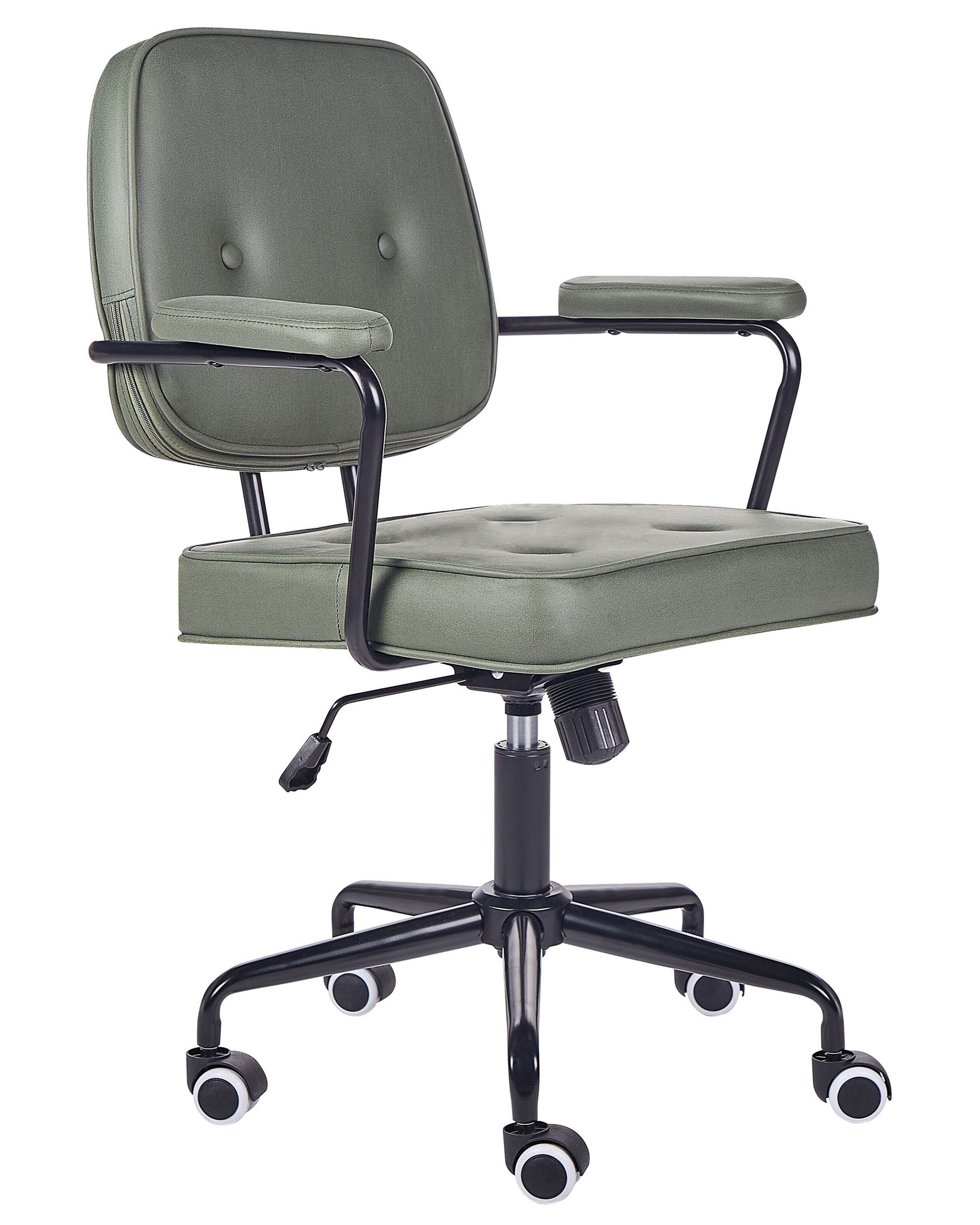 Faux Leather Desk Chair Green PAWNEE