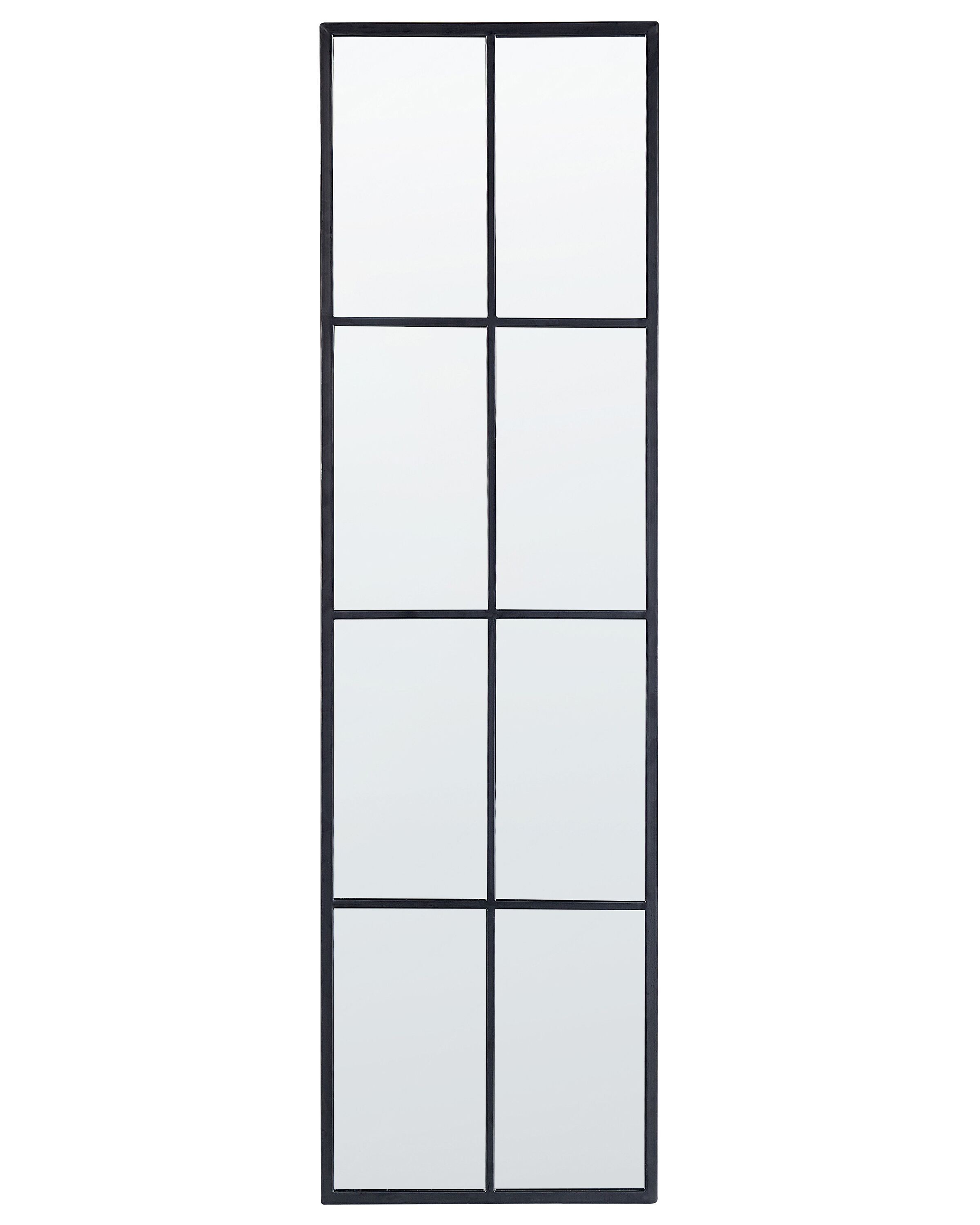 Metal Window Wall Mirror 38x132cm Black