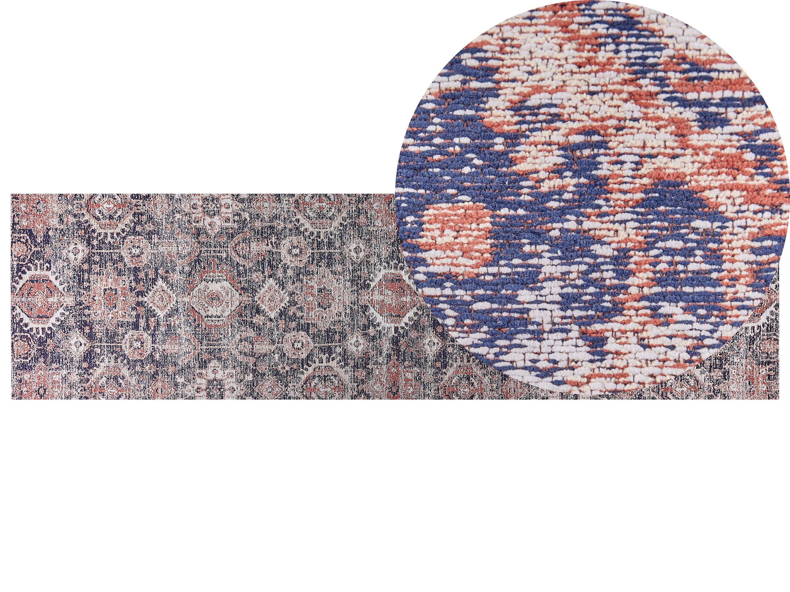 Cotton Runner Rug 80x300cm Blue and Red