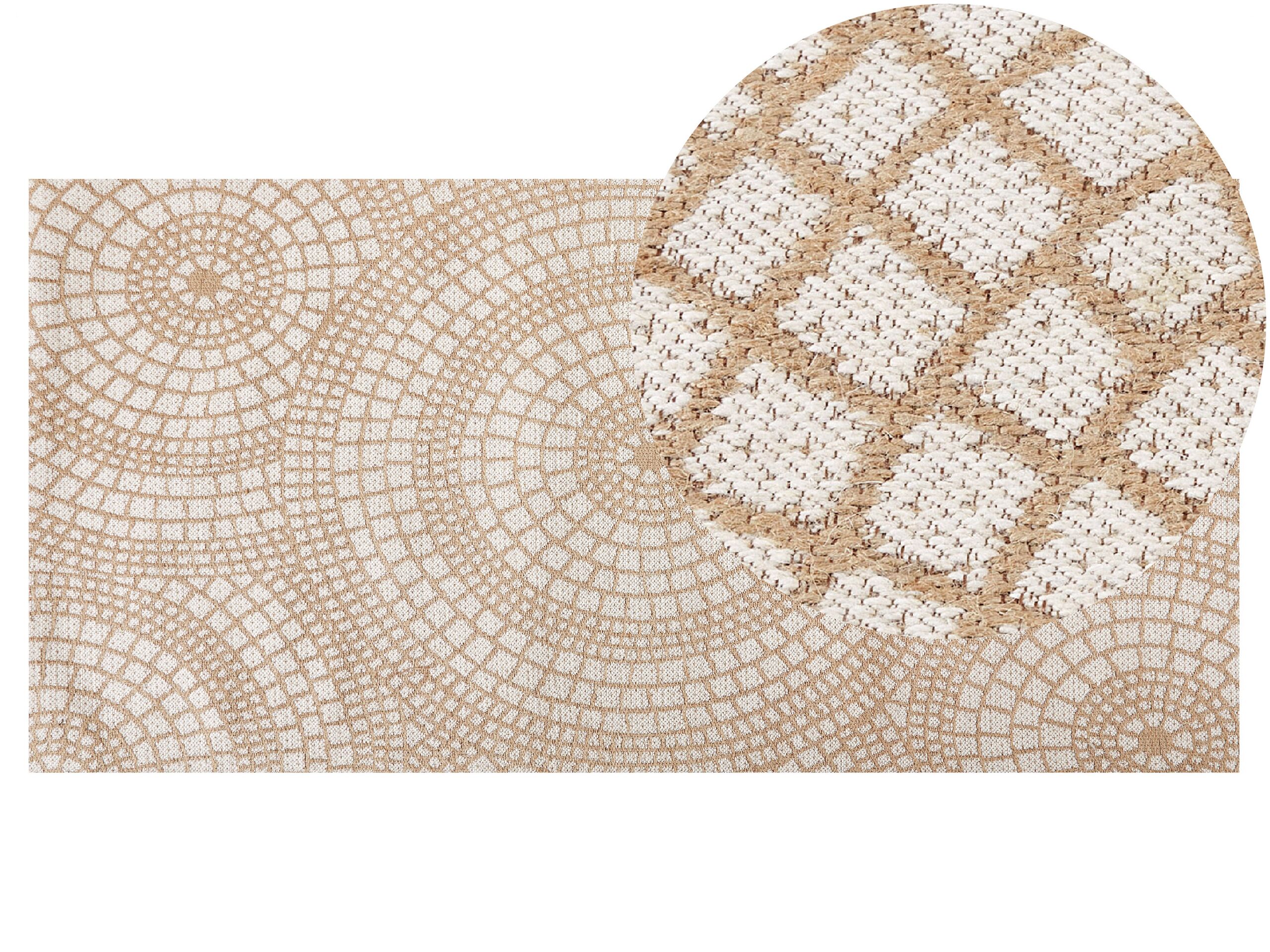 Jute Area Rug 80x150cm Beige and White