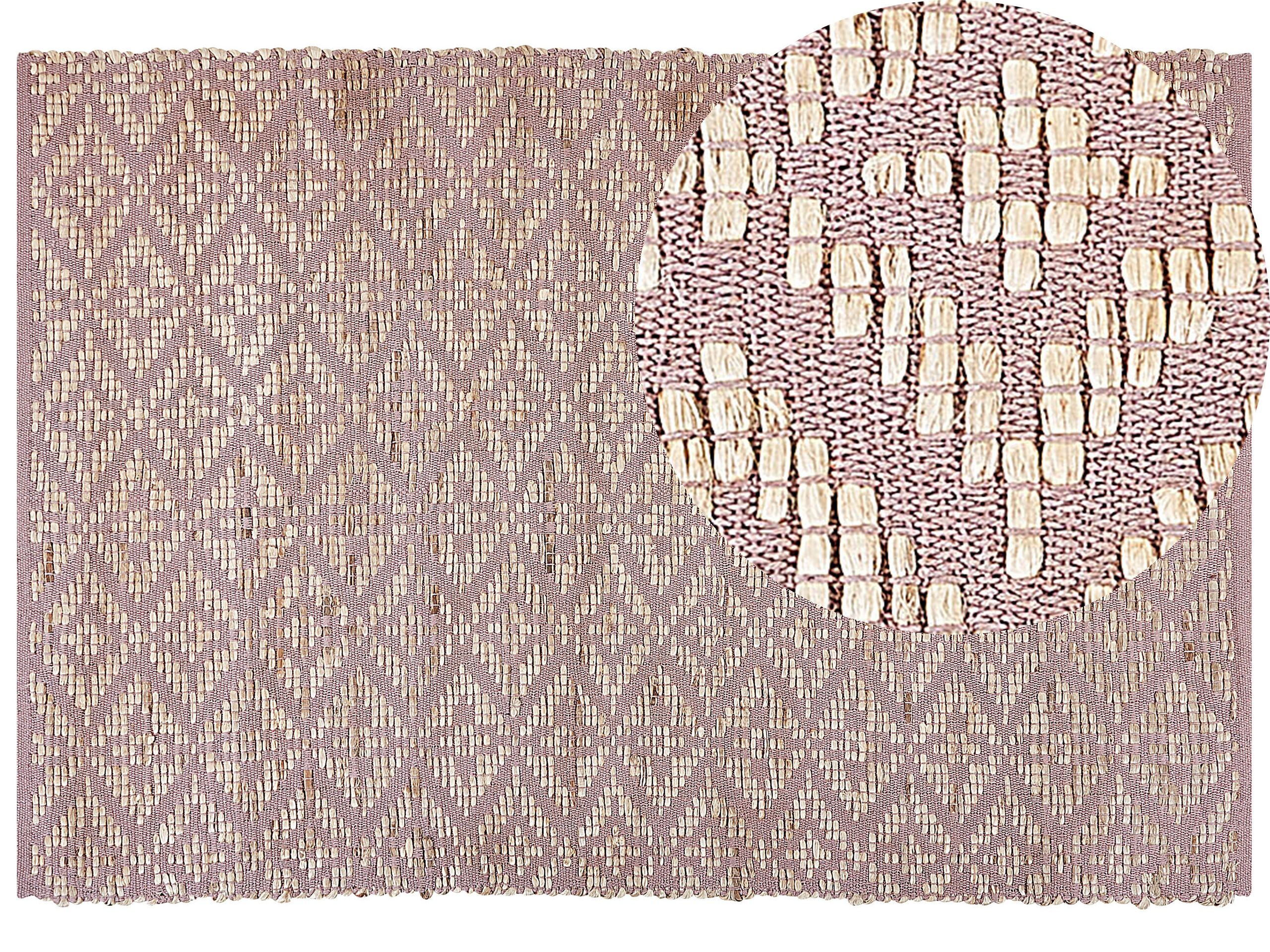 Cotton Area Rug 160x230cm Beige and Pink