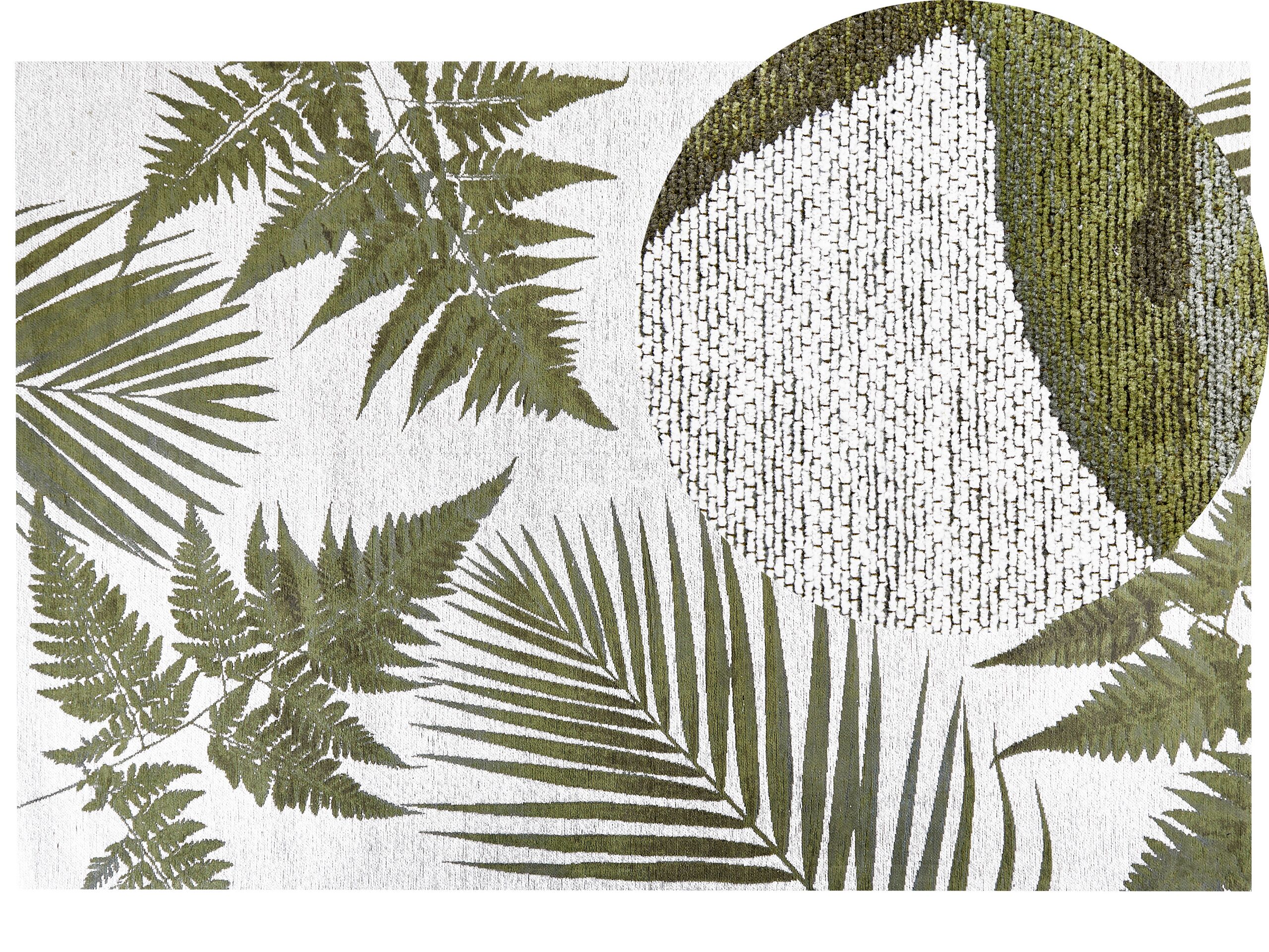 Cotton Area Rug Leaves Motif 200x300cm Green