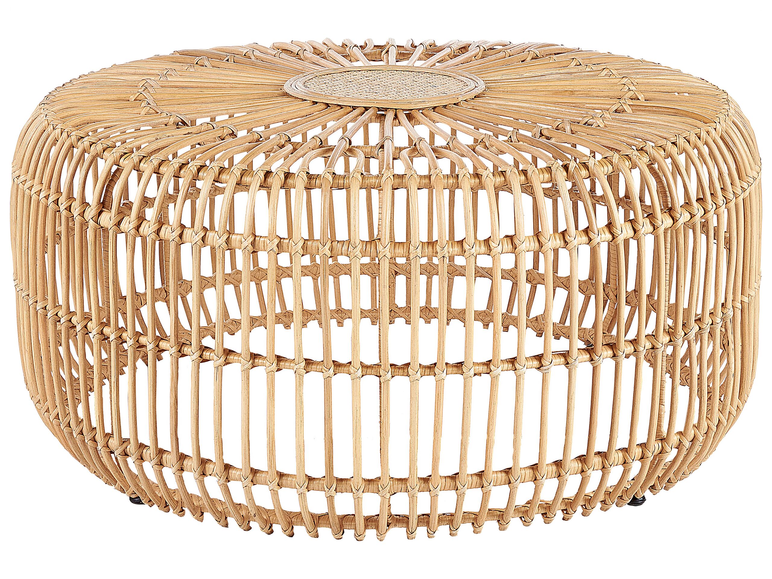 Rattan Round Garden Coffee Table âŒ€ 85 cm Natural RANDAZZO