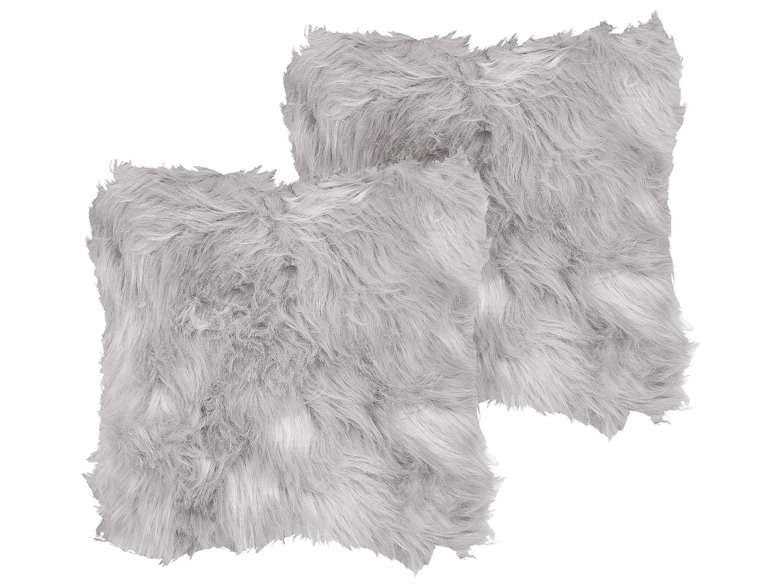 Set of 2 Faux Fur Cushions 45x45cm Grey
