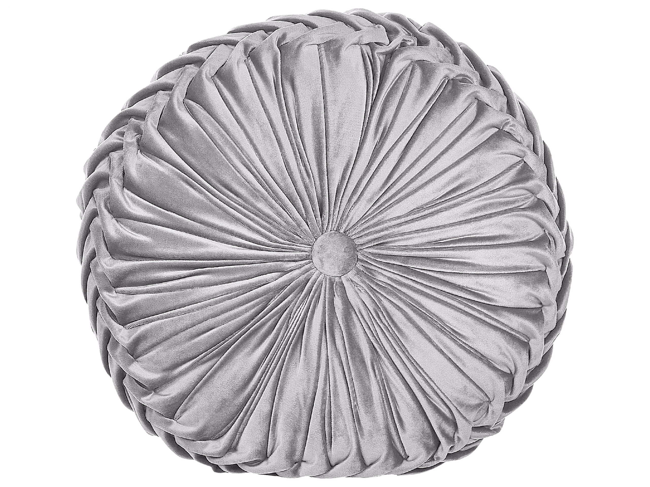 Velvet Cushion with Pleats 40cm Grey