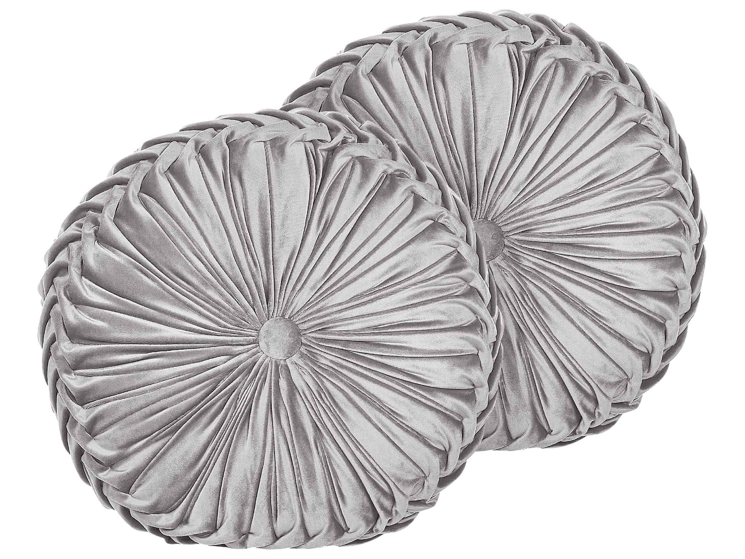 Set of 2 Velvet Cushions with Pleats 40cm Grey