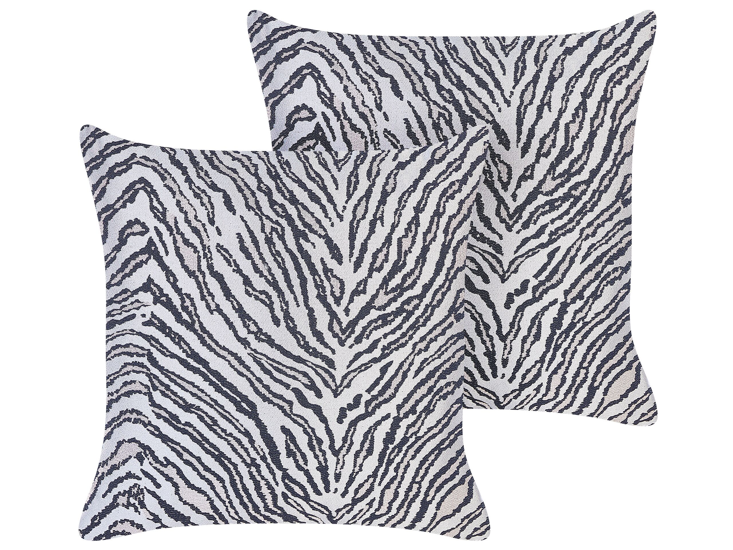 Set of 2 Decorative Cushions in Zebra Stripes 45x45cm Black and White
