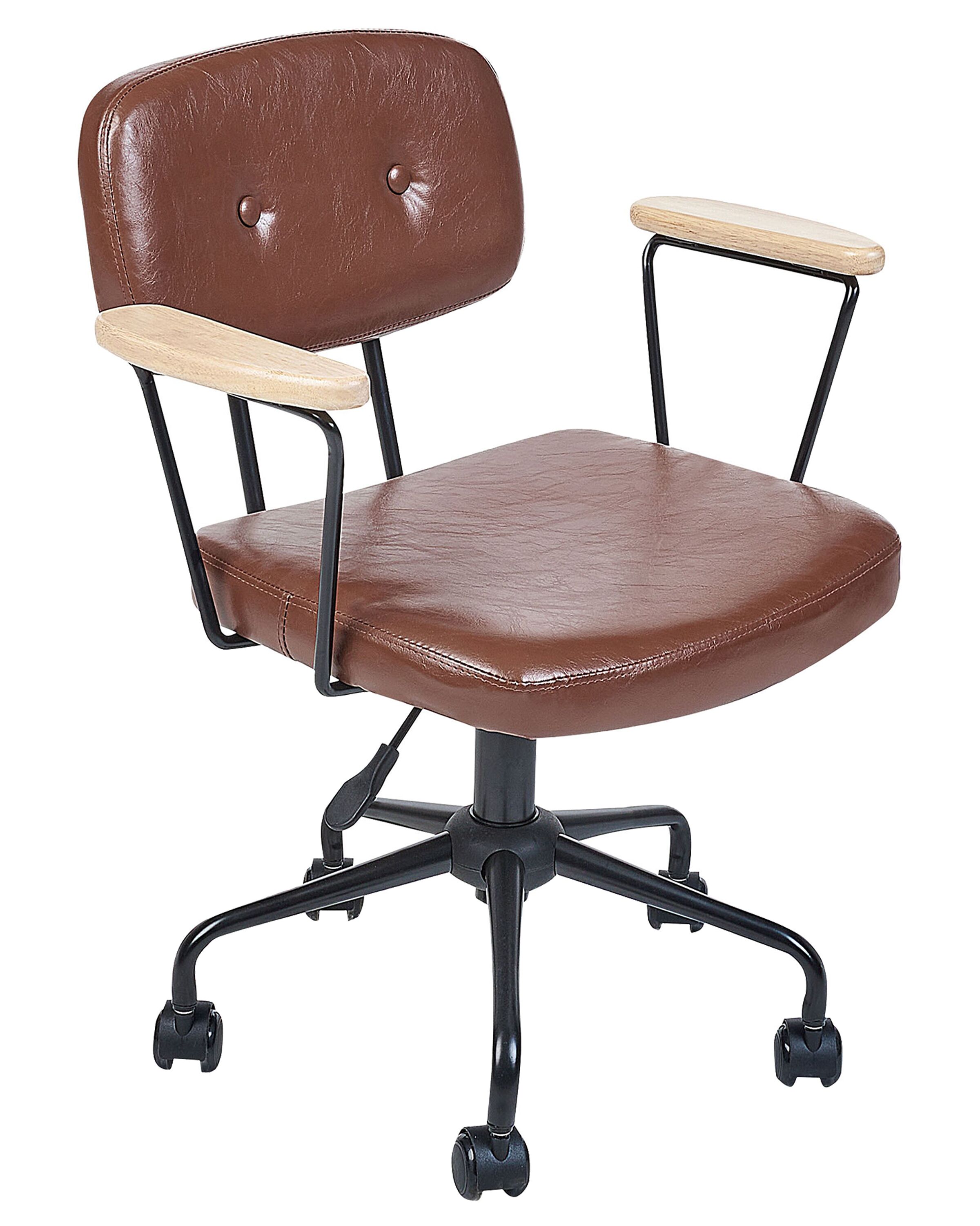 Faux Leather Desk Chair Brown ALGERITA