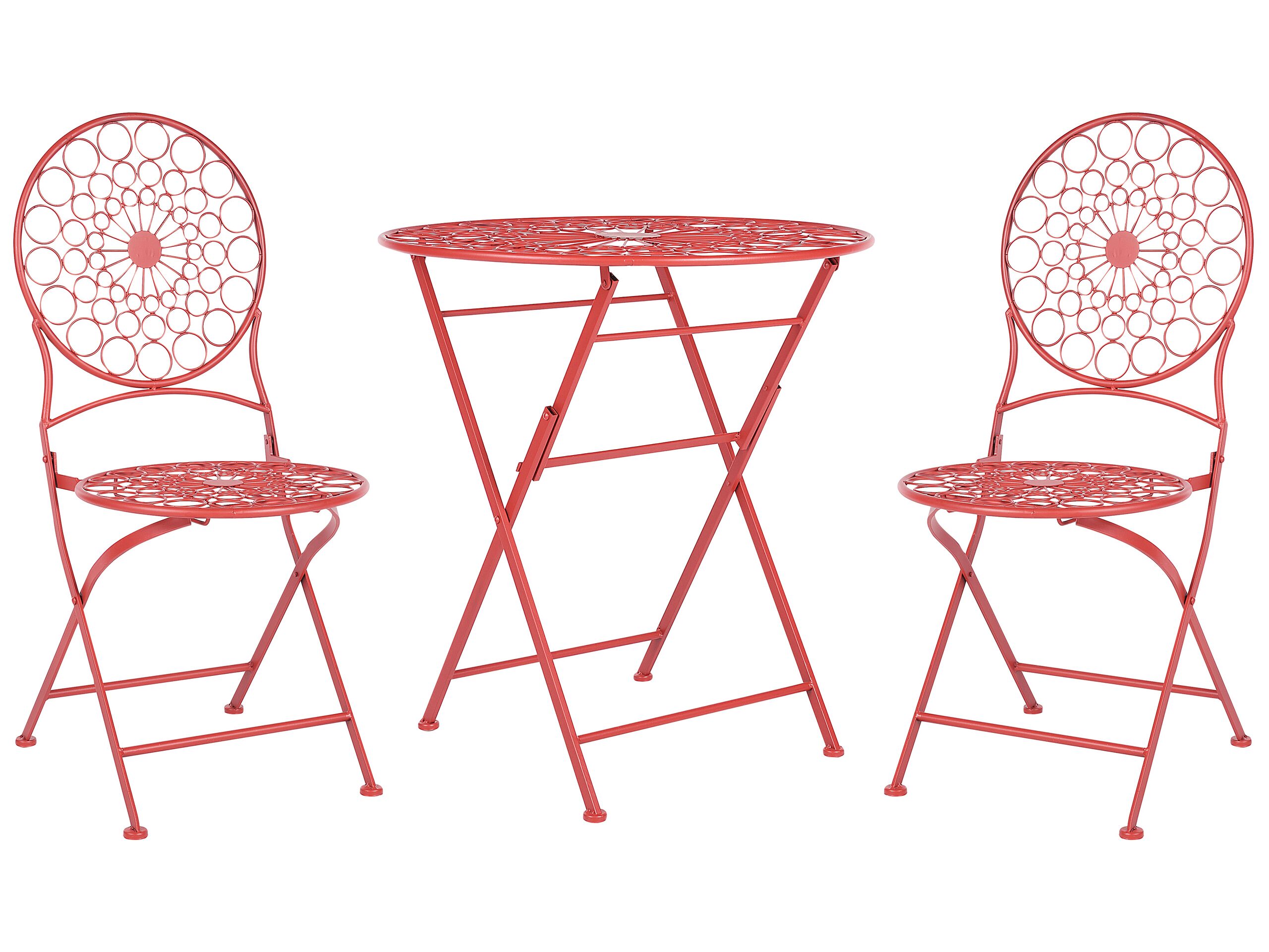Metal Garden Bistro Set Red SCARIO