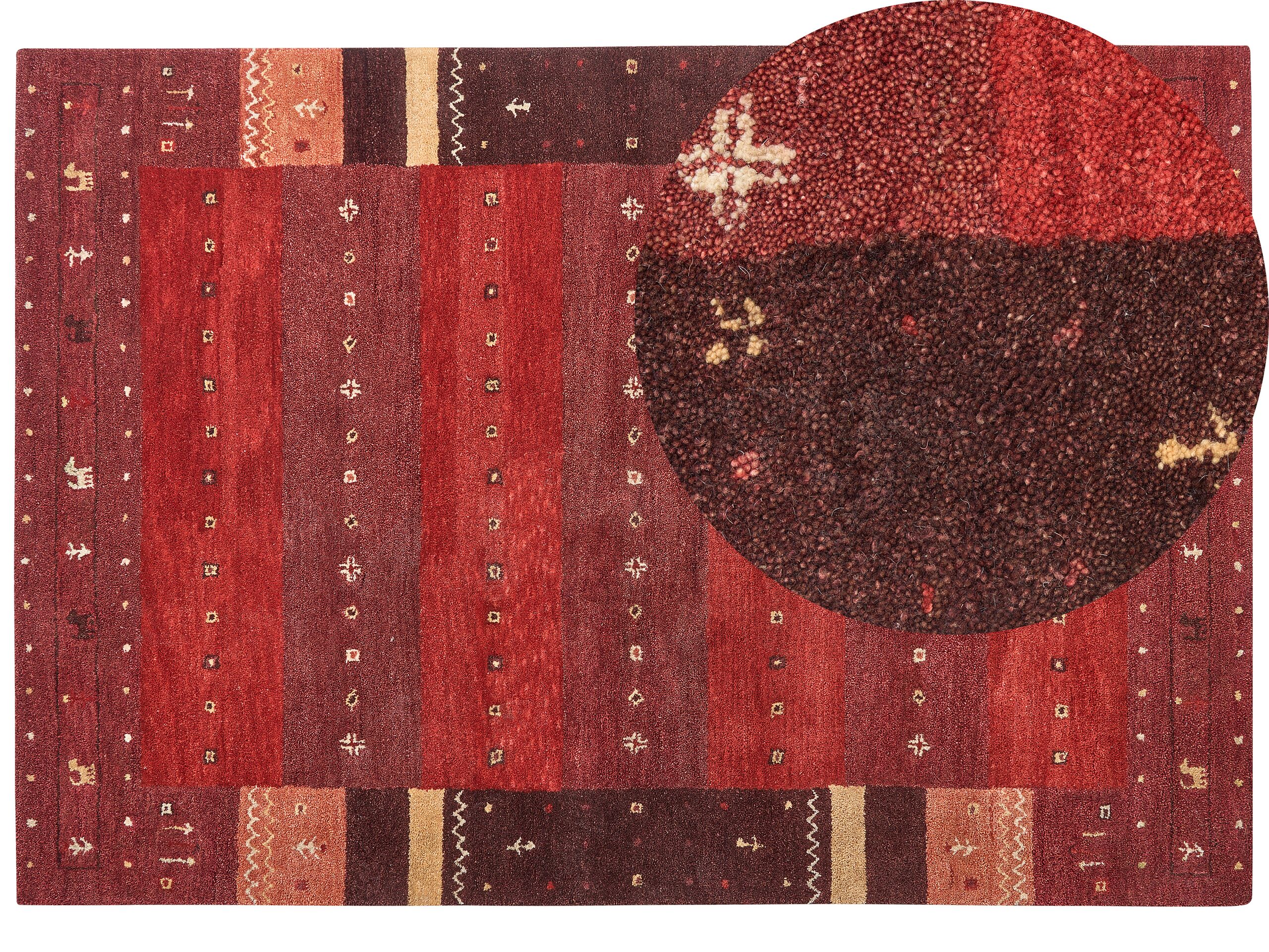 Wool Gabbeh Area Rug 160x230cm Red