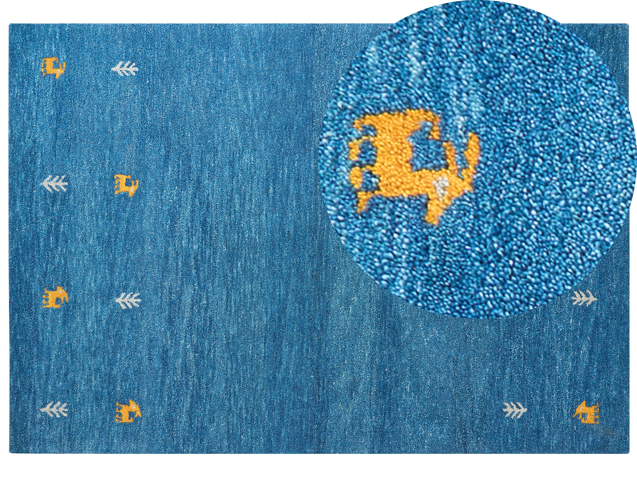 Wool Gabbeh Area Rug 160x230cm Blue