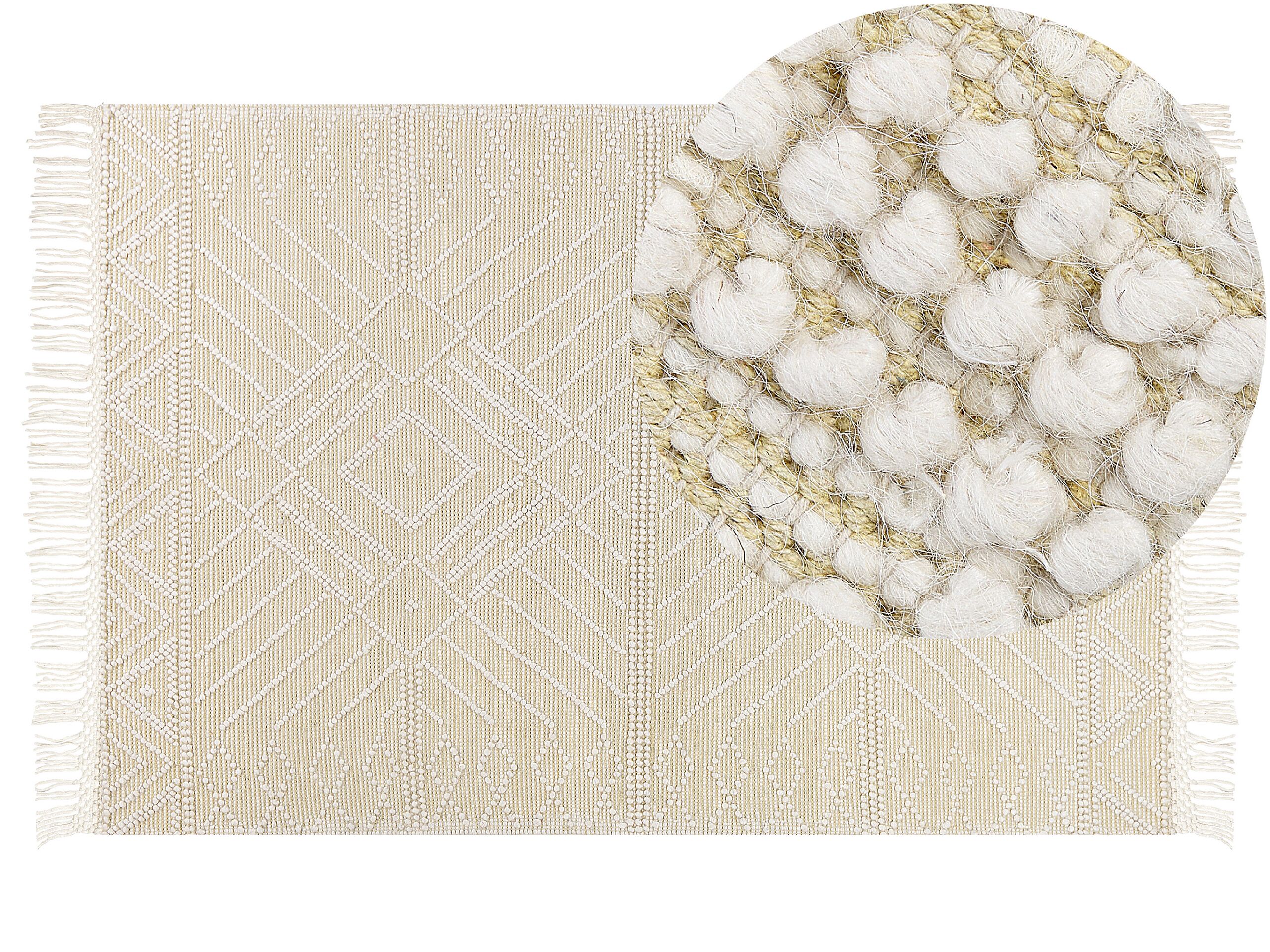 Wool Area Rug 160x230cm Beige
