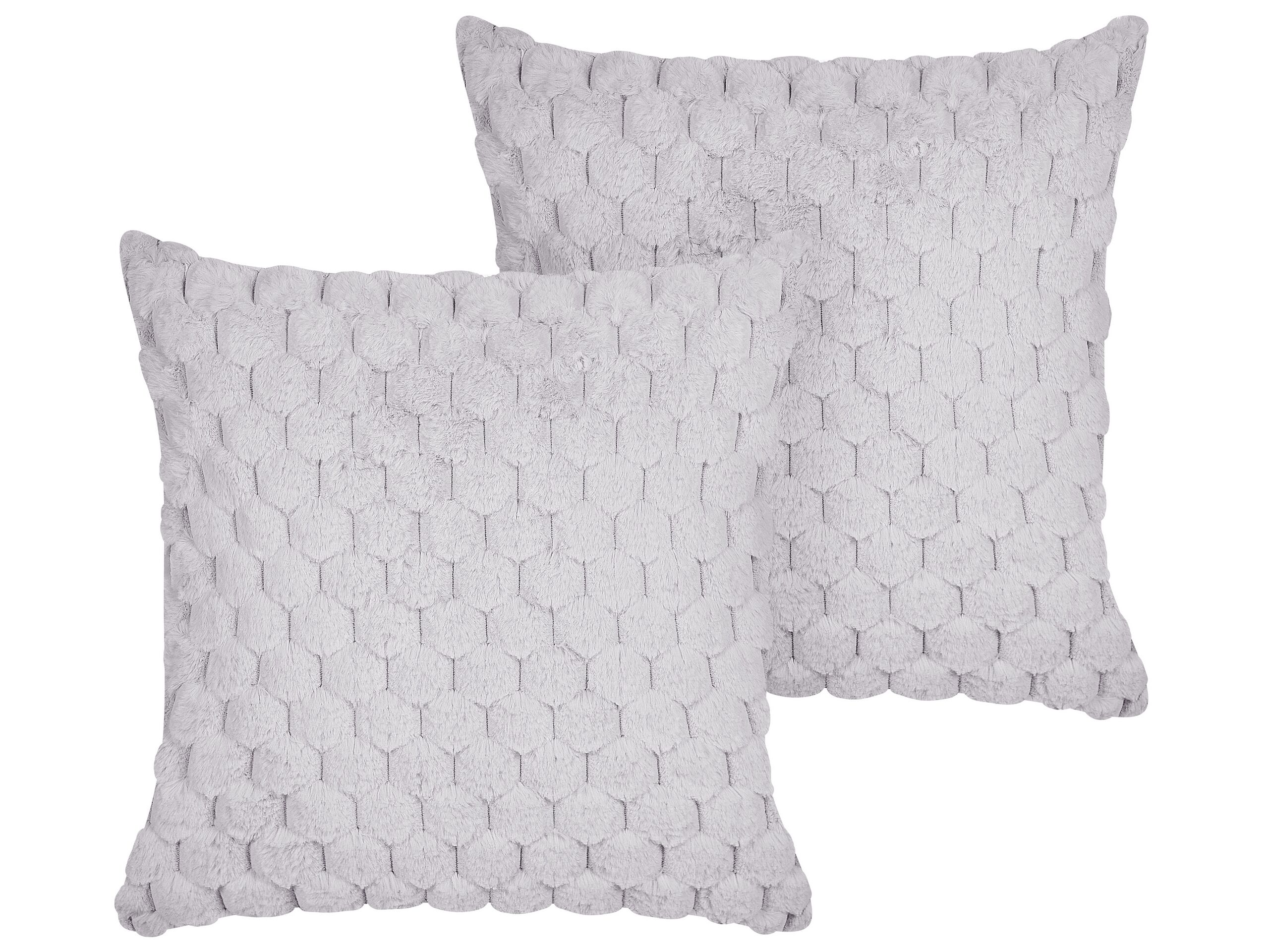 Set of 2 Faux Fur Cushions 43x43cm Light Grey