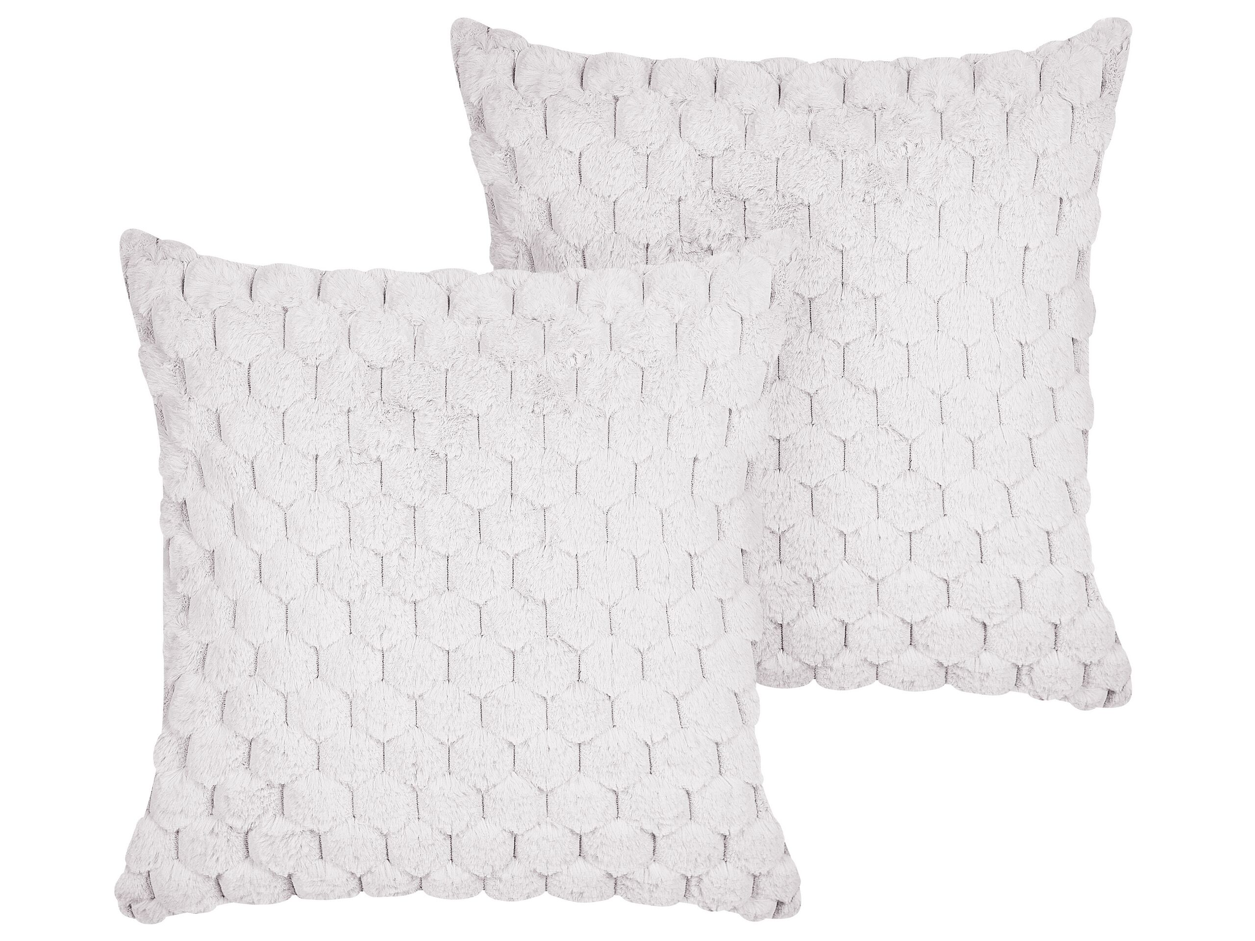 Set of 2 Faux Fur Cushions 43x43cm White
