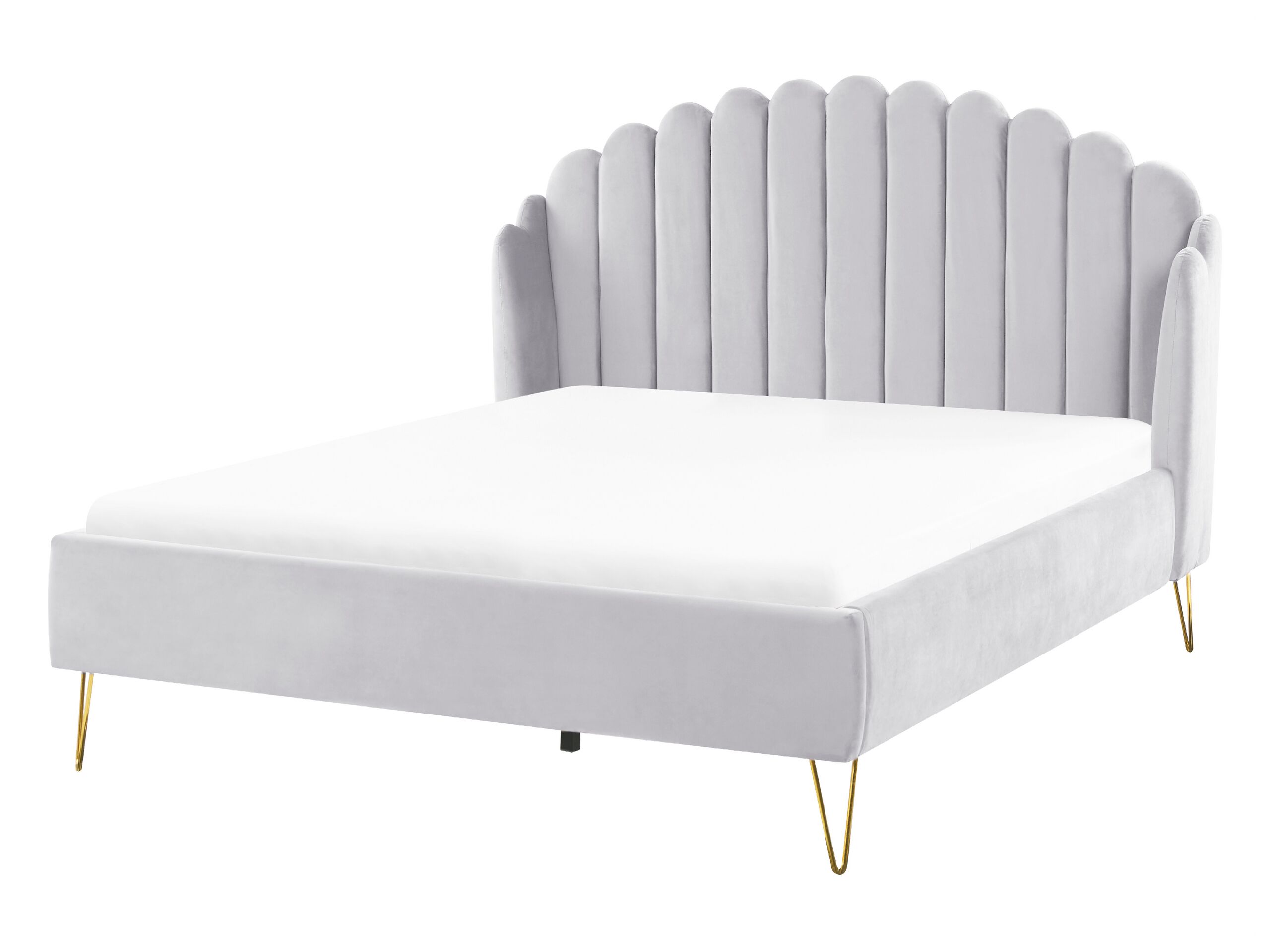 Velvet EU Double Size Bed Grey AMBILLOU
