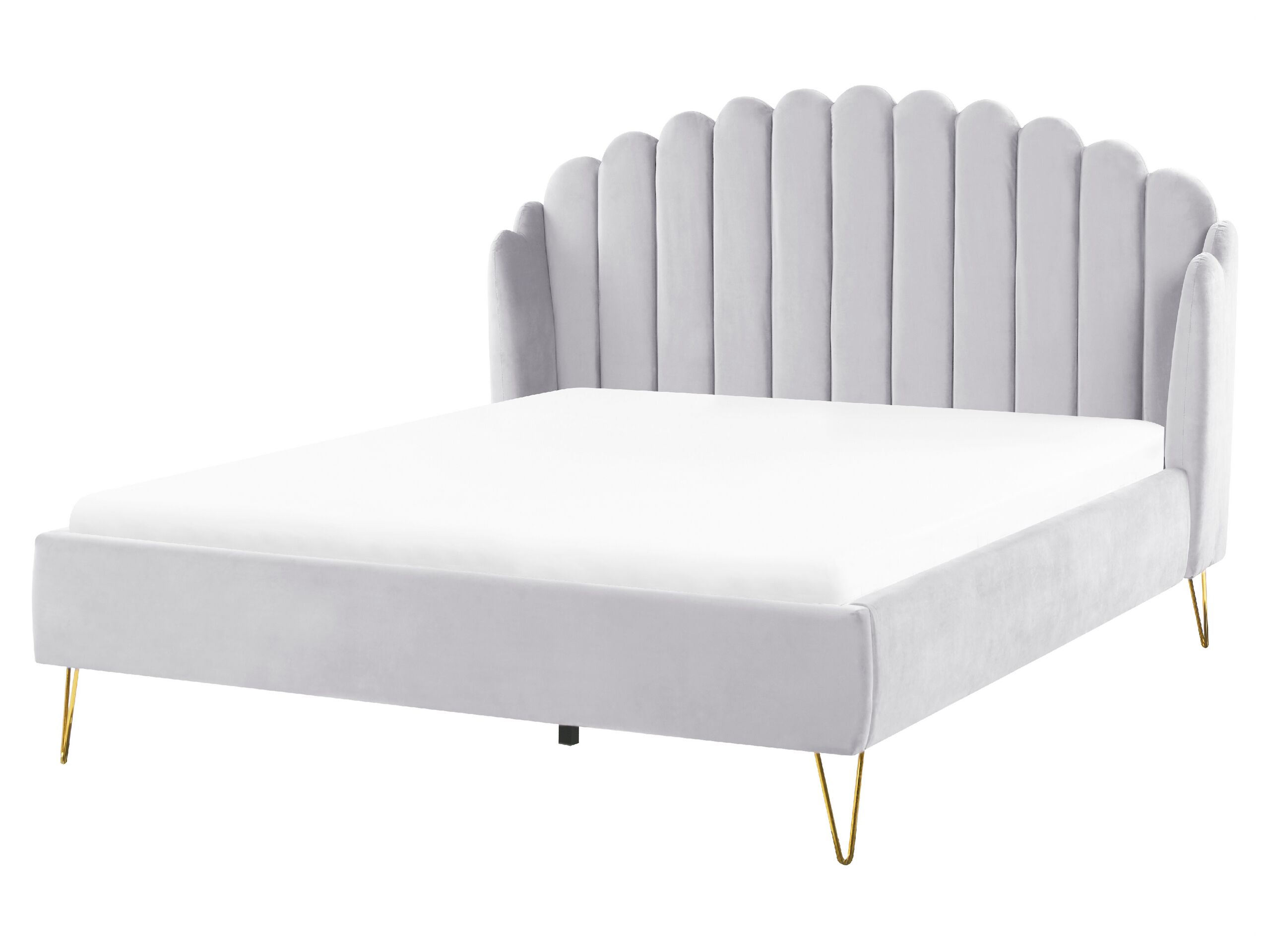 Velvet EU King Size Bed Grey AMBILLOU