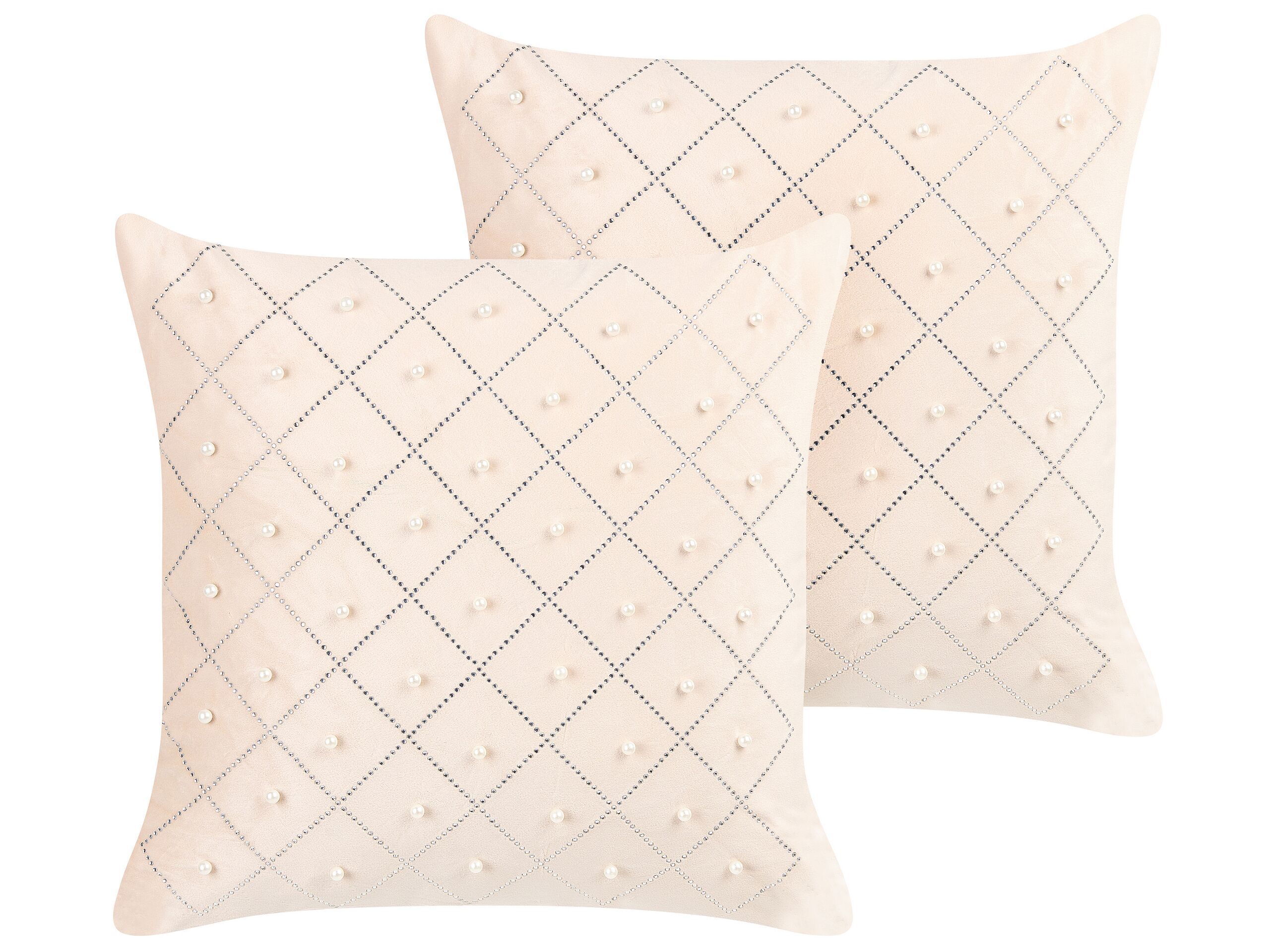 Set of 2 Velvet Cushions 45x45cm Beige