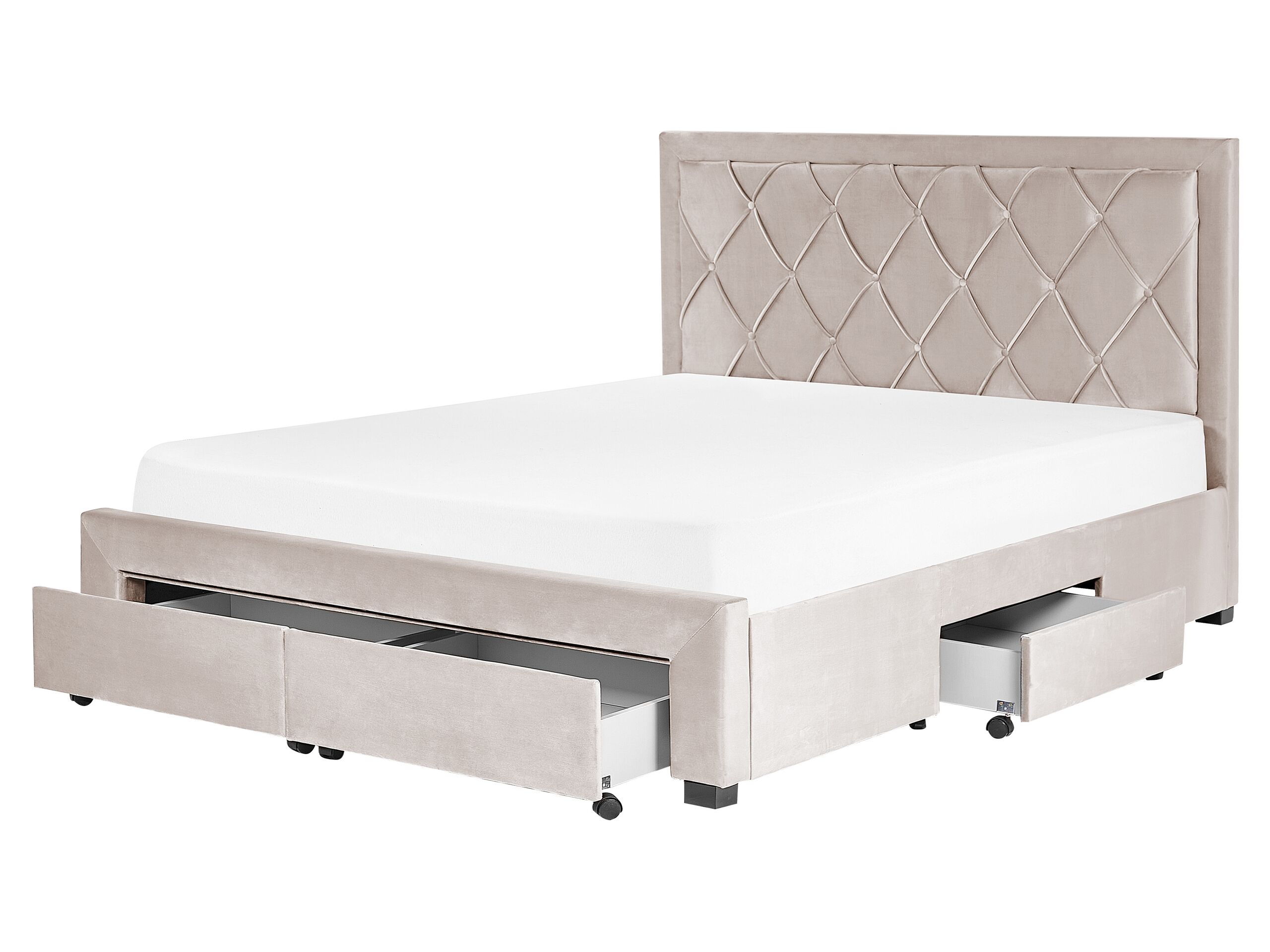 Velvet EU King Size Bed with Storage Beige LIEVIN