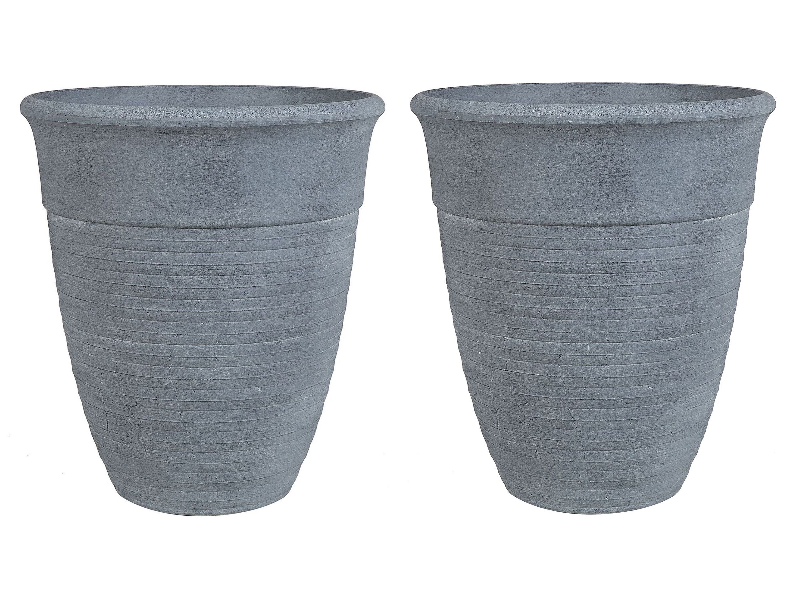Set of 2 Plant Pots âŒ€ 43 cm Grey KATALIMA