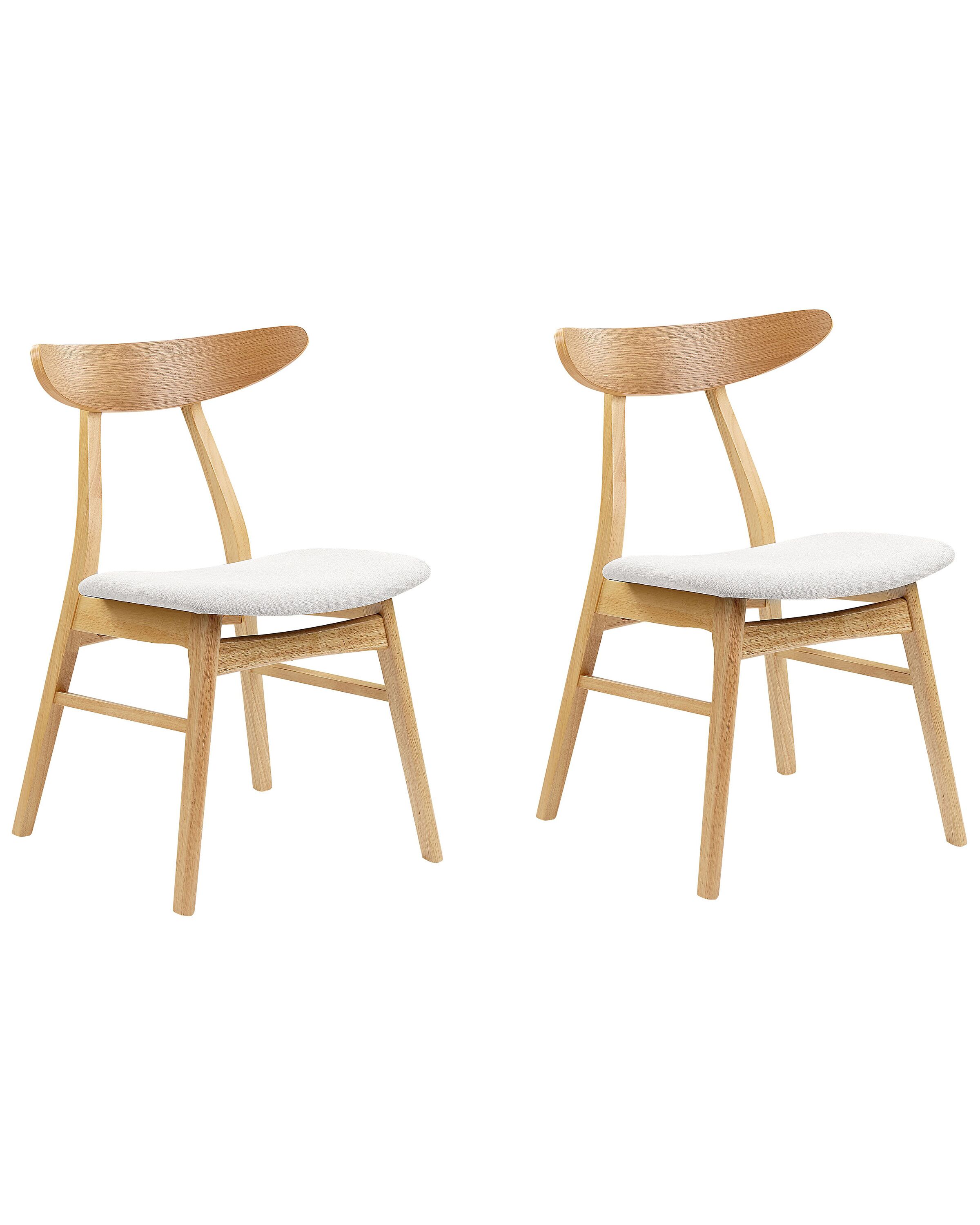 Set of 2 Wooden Dining Chairs Light Wood and Light Grey LYNN