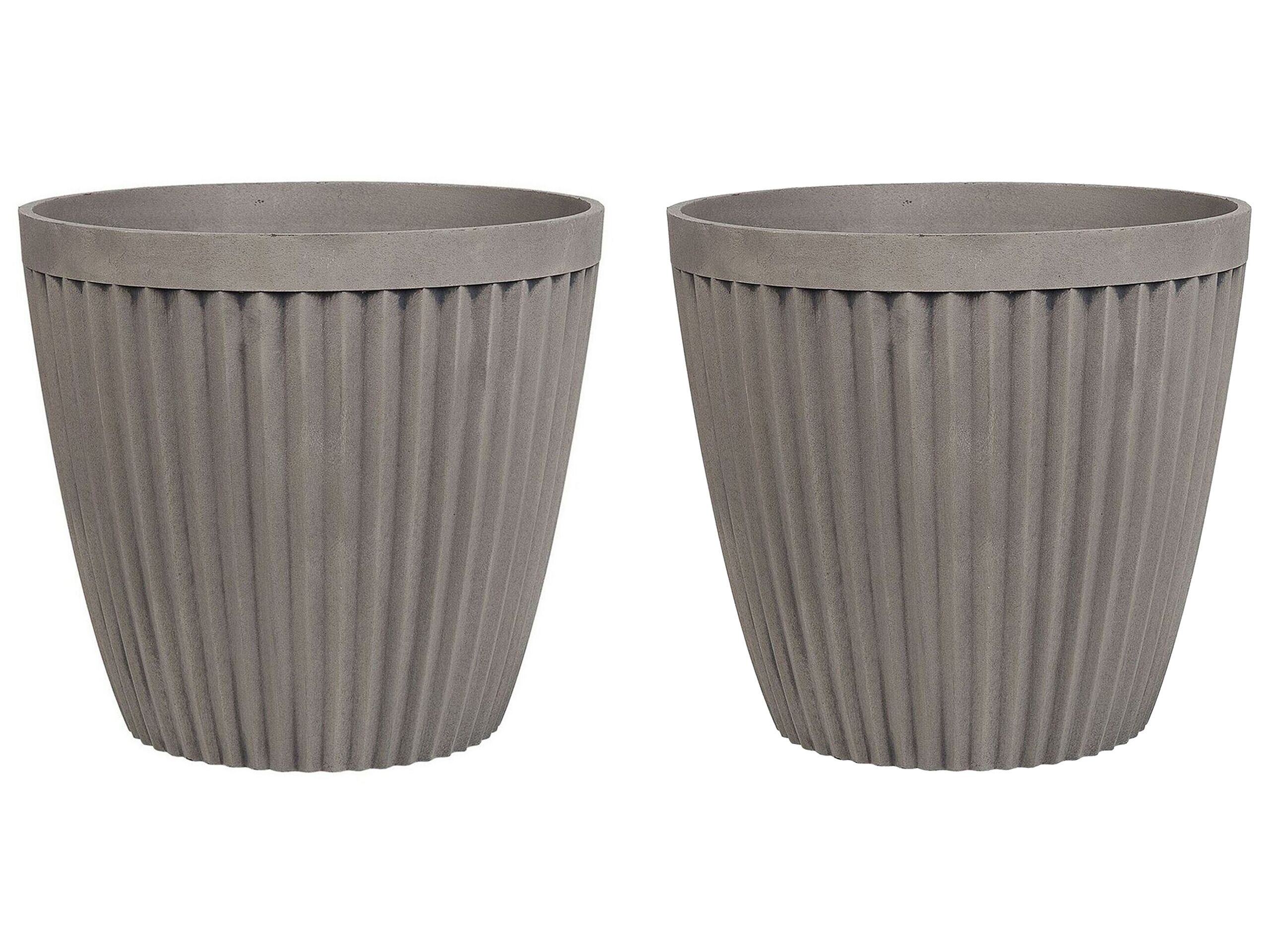 Set of 2 Plant Pots âŒ€ 36 cm Taupe POKA