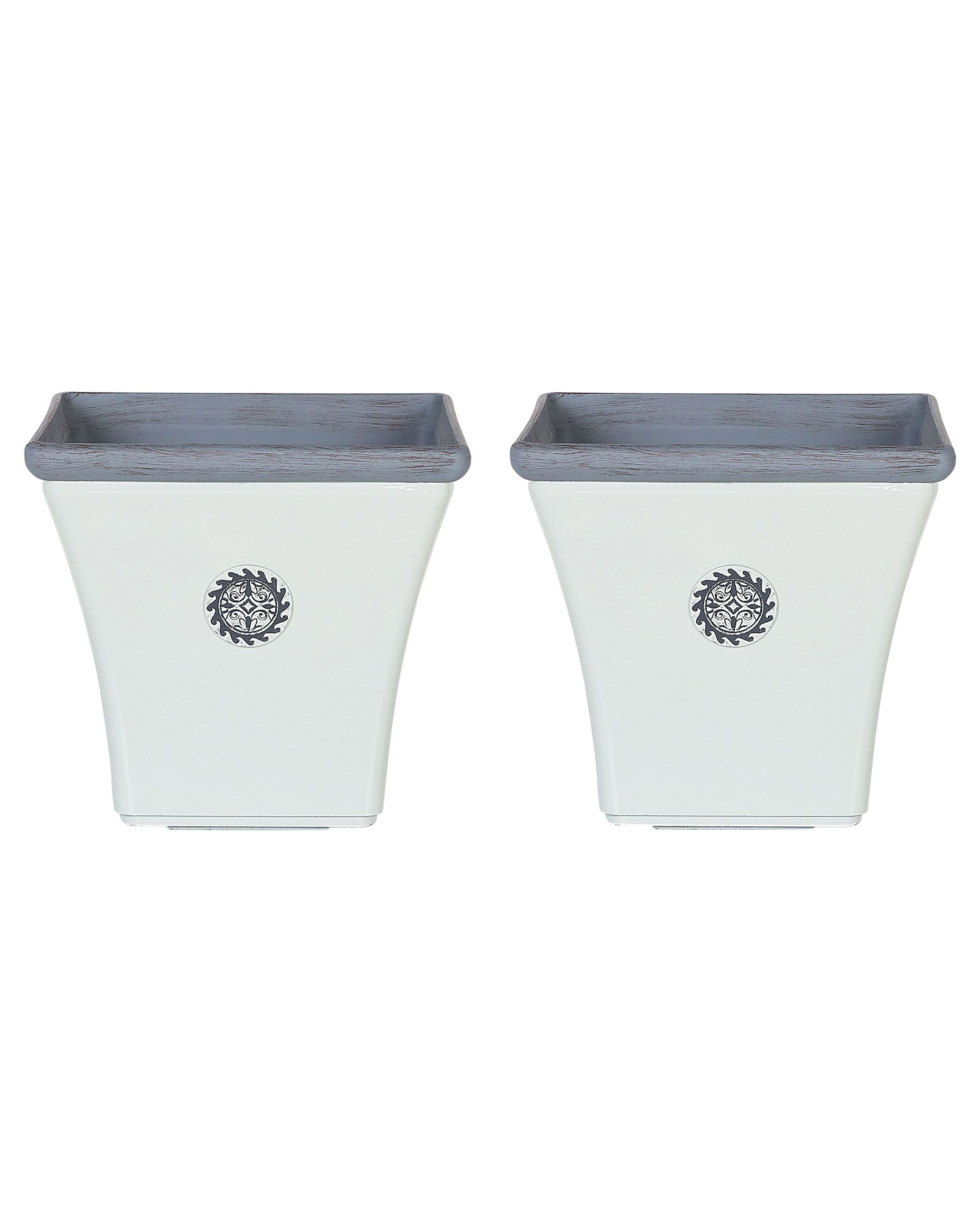 Set of 2 Plant Pots 32 x 32 x 31 cm White ELATEIA