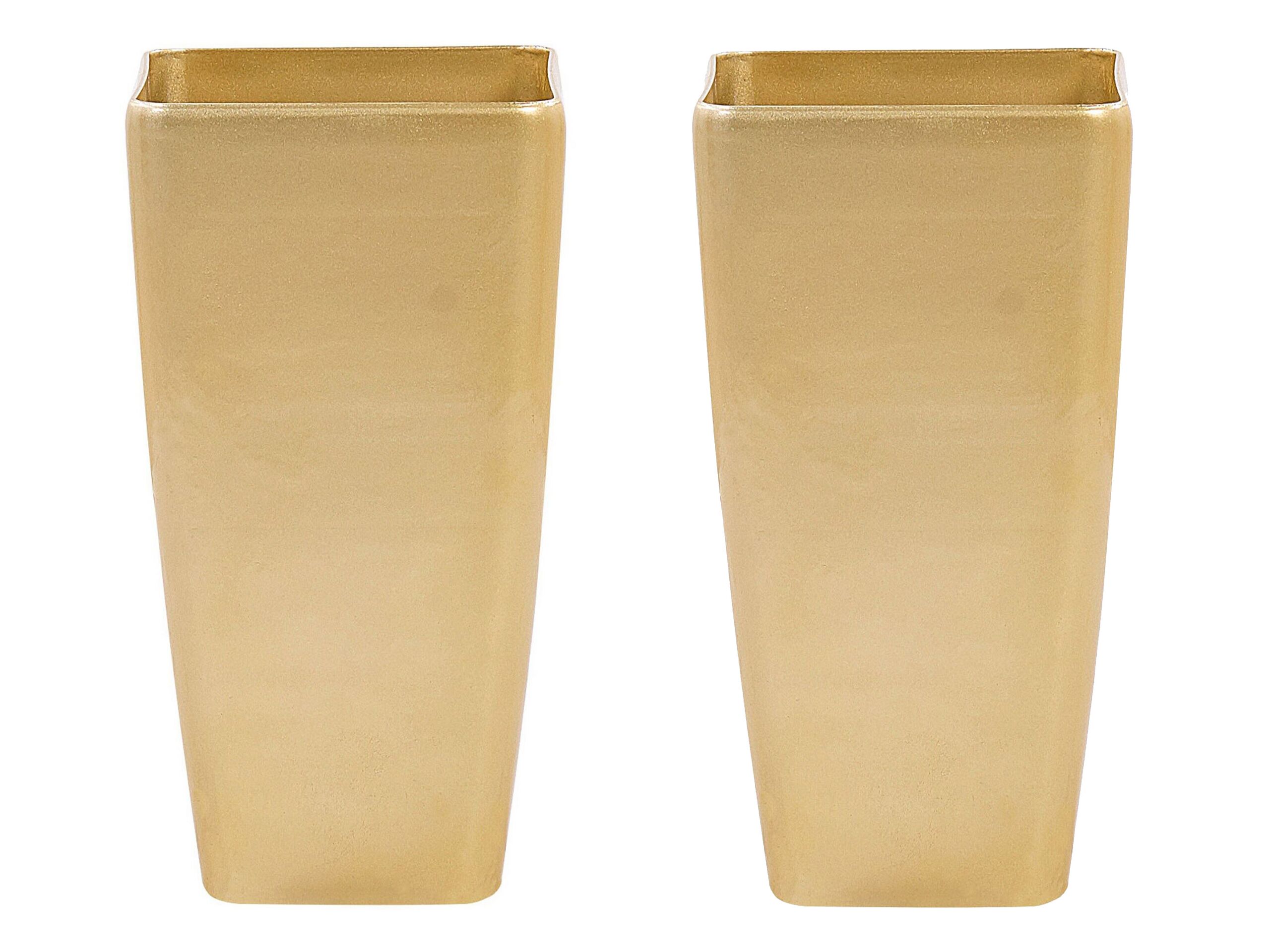 Set of 2 Flower Pots 30 x 30 x 57 cm Gold MODI
