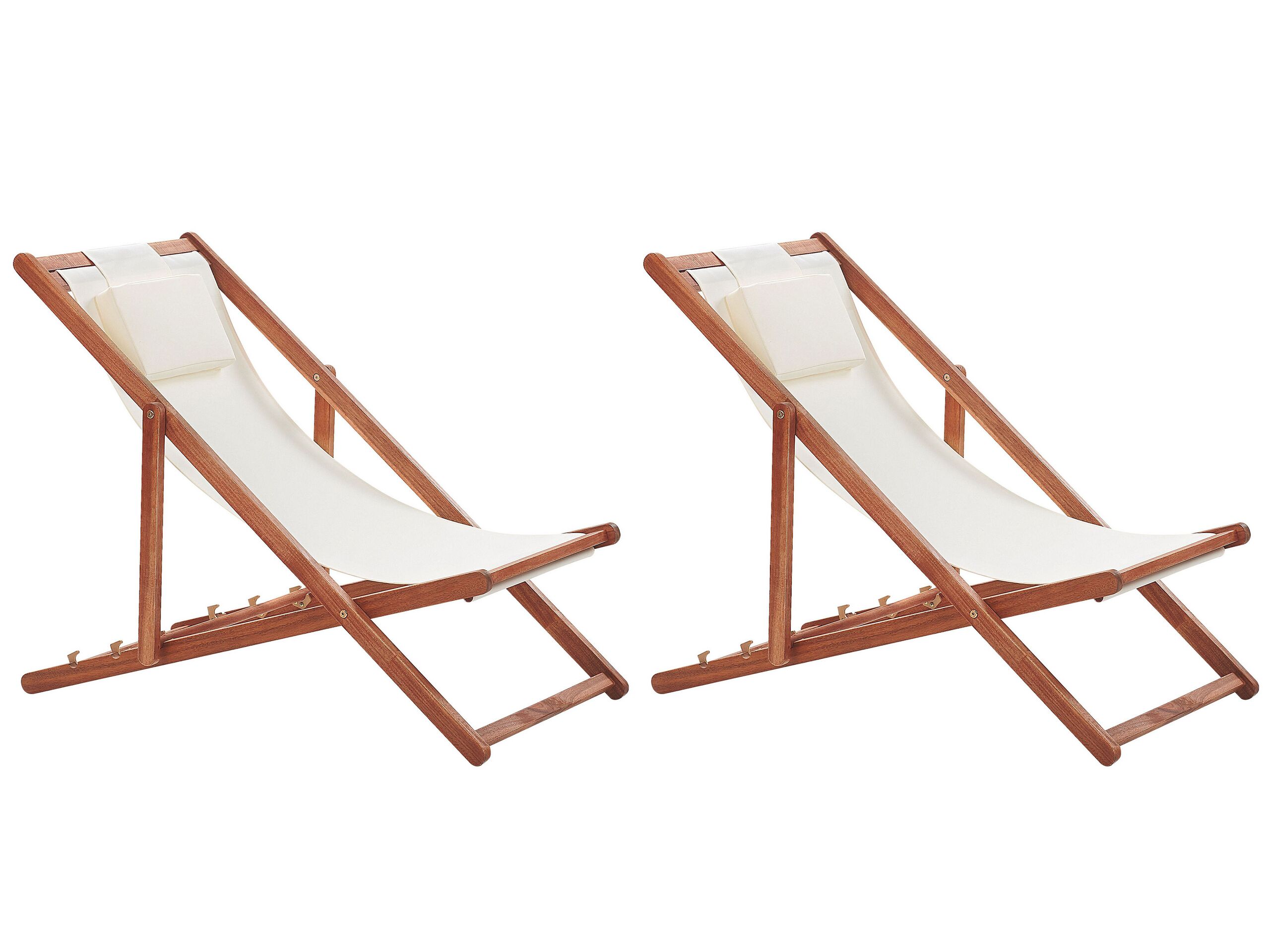 Set of 2 Folding Deck Chairs and 2 Replacement Fabrics (Various Options) Dark Wood AVELLINO