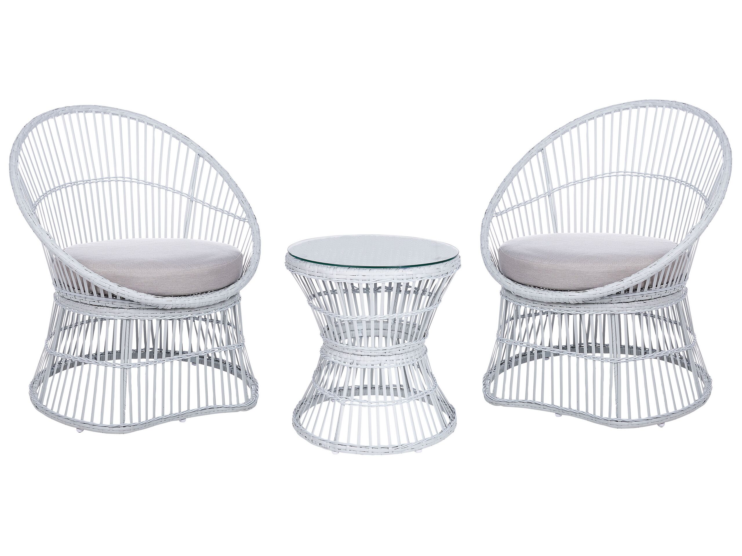 PE Rattan Bistro Set White MESYNA