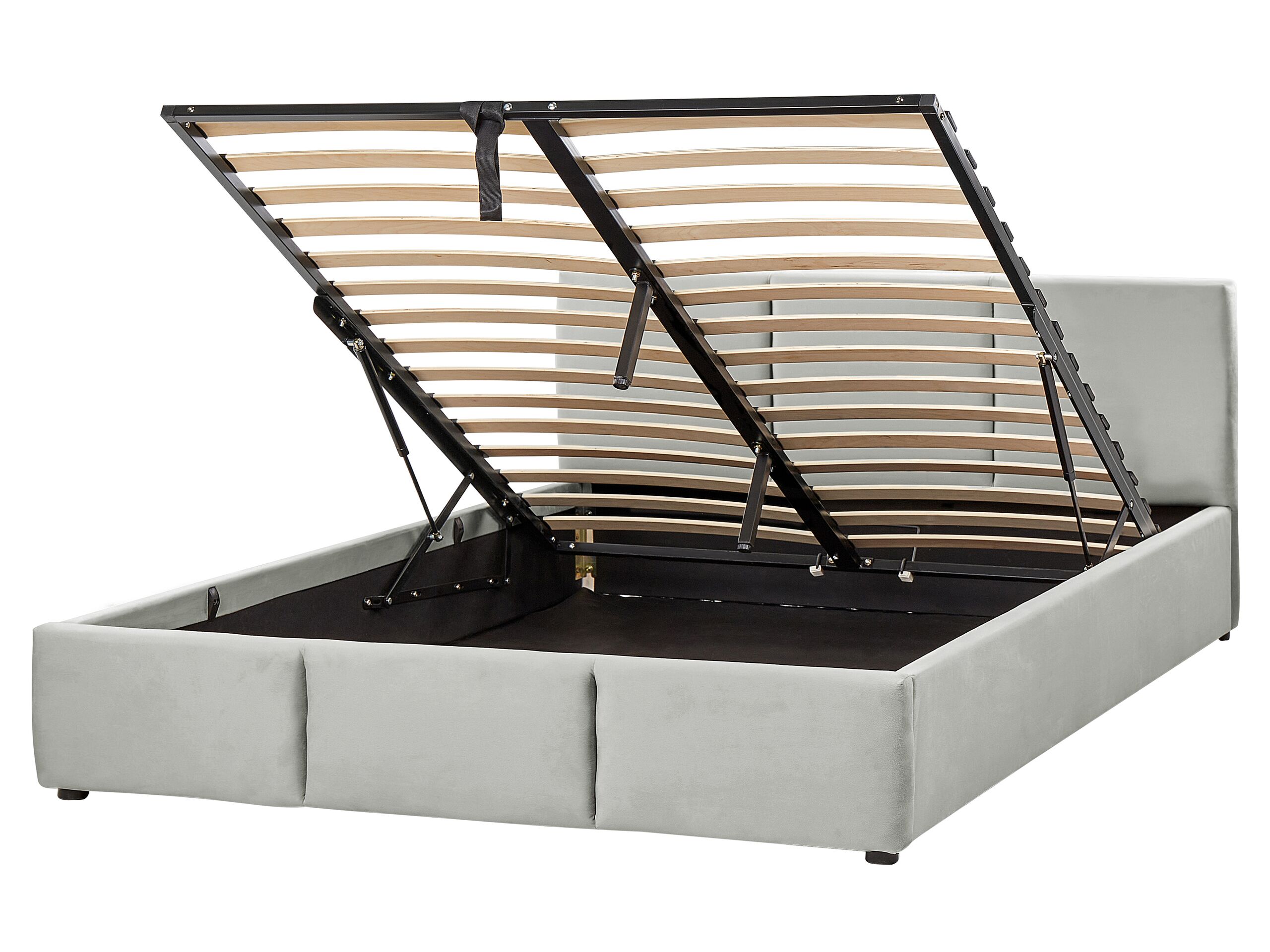 Velvet EU King Size Ottoman Bed Light Grey BOUSSE