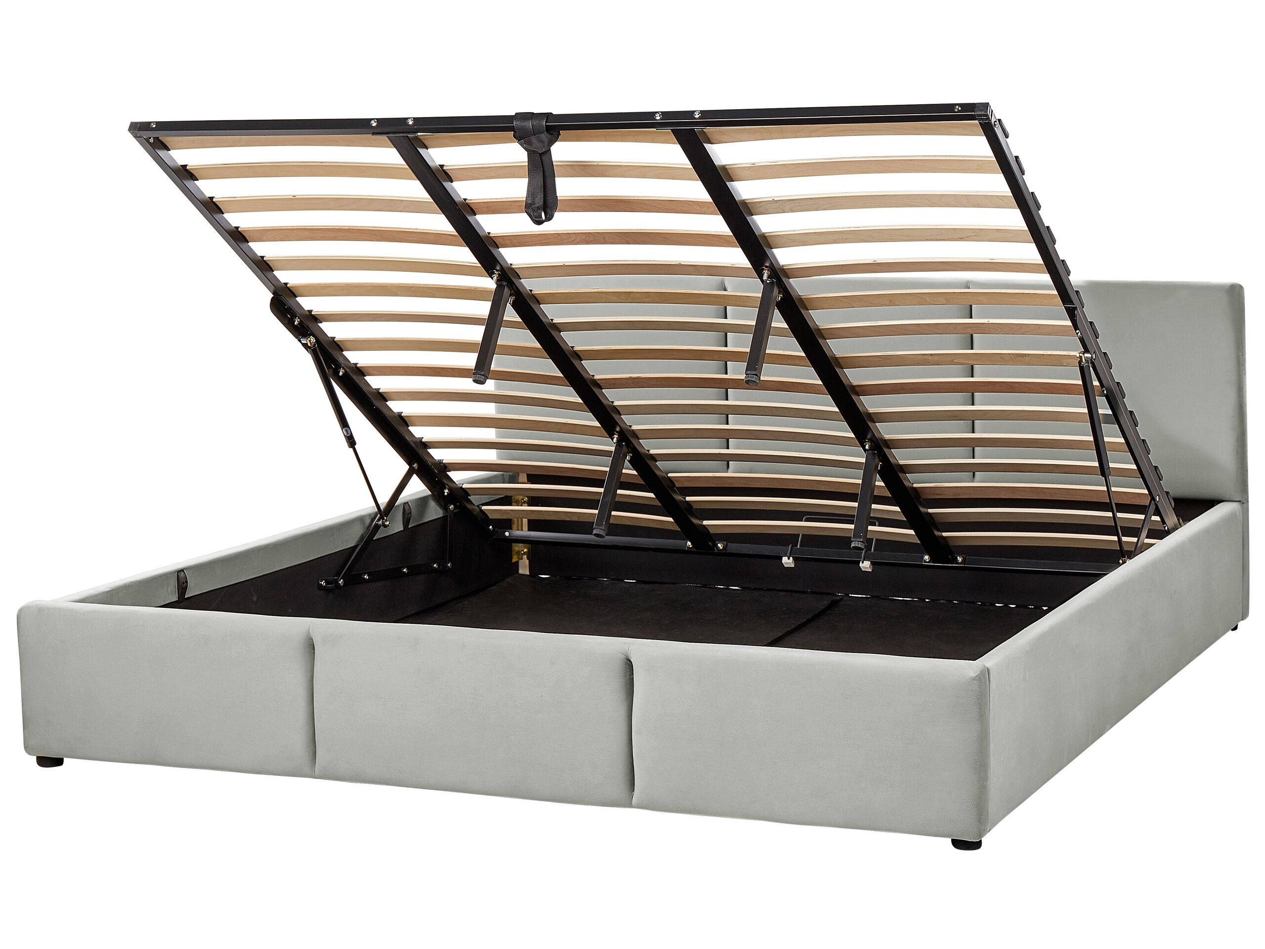 Velvet EU Super King Size Ottoman Bed Light Grey BOUSSE