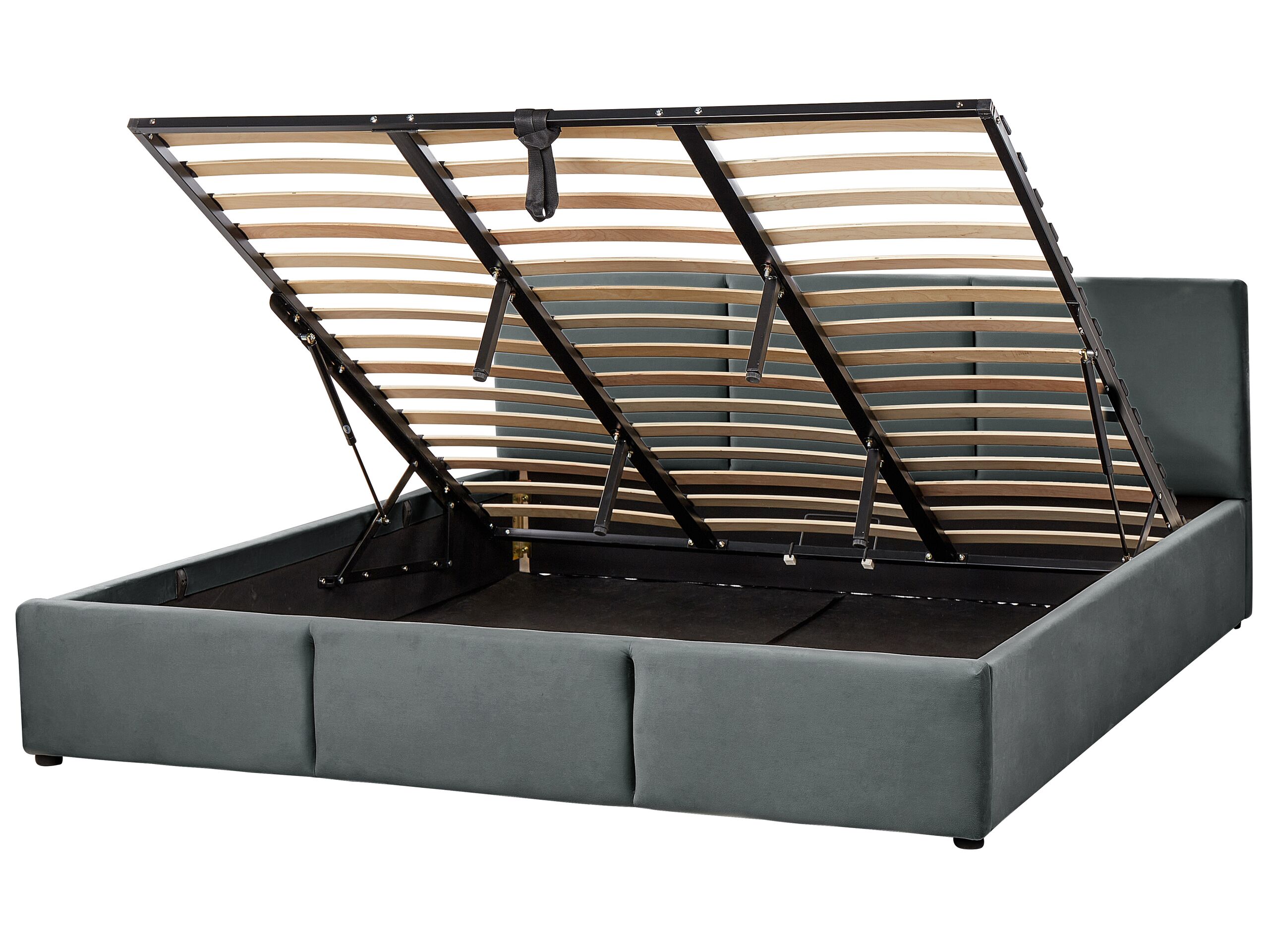 Velvet EU Super King Size Ottoman Bed Dark Grey BOUSSE