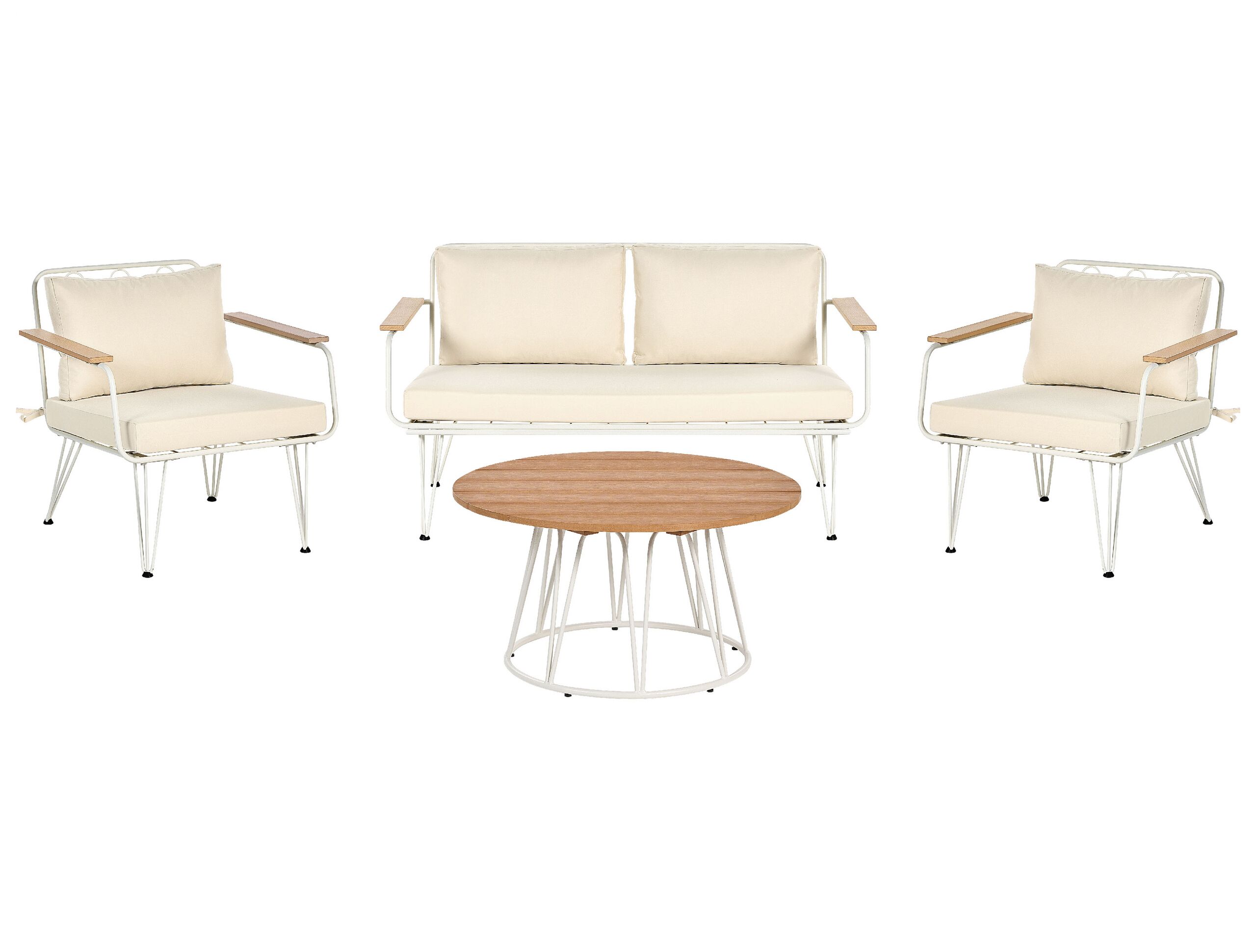 4 Seater Garden Sofa Set White and Beige MONTESILVANO