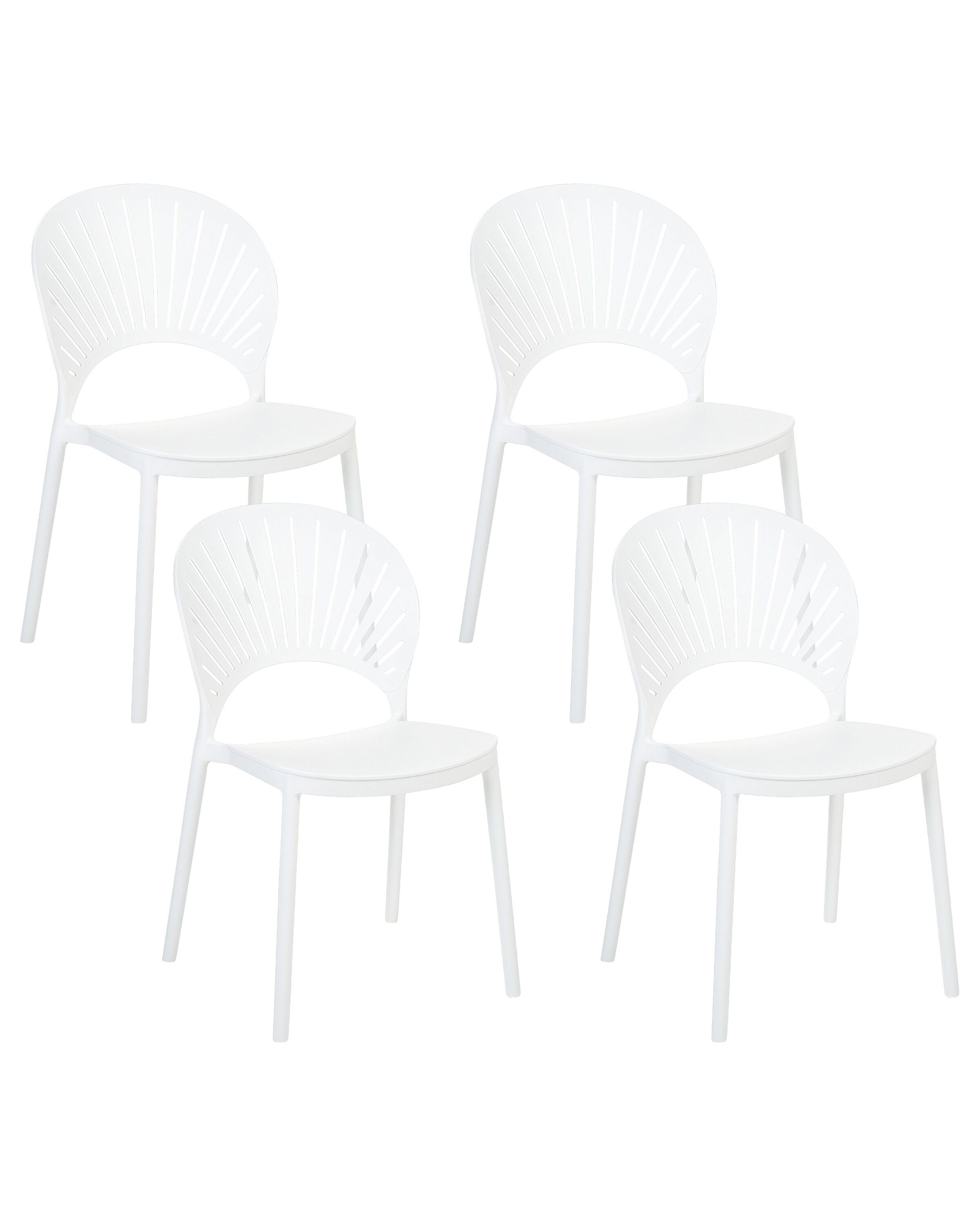 Set of 4 Plastic Dining Chairs White OSTIA