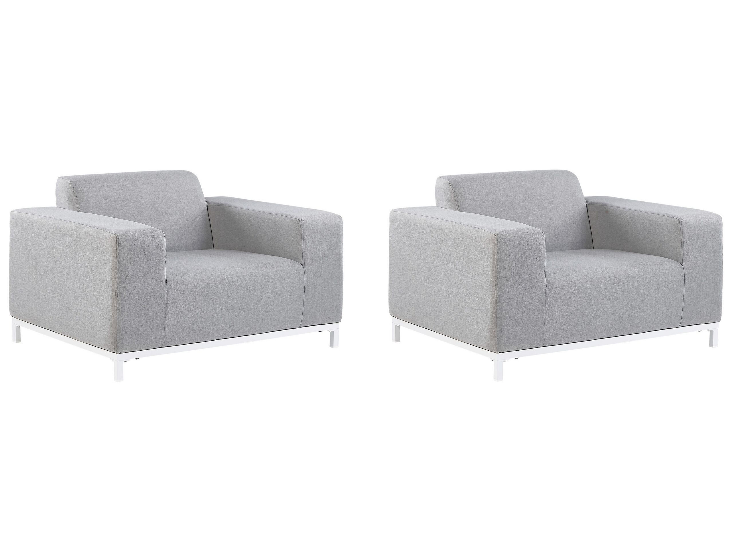 Set of 2 Garden Armchairs Light Grey with White ROVIGO