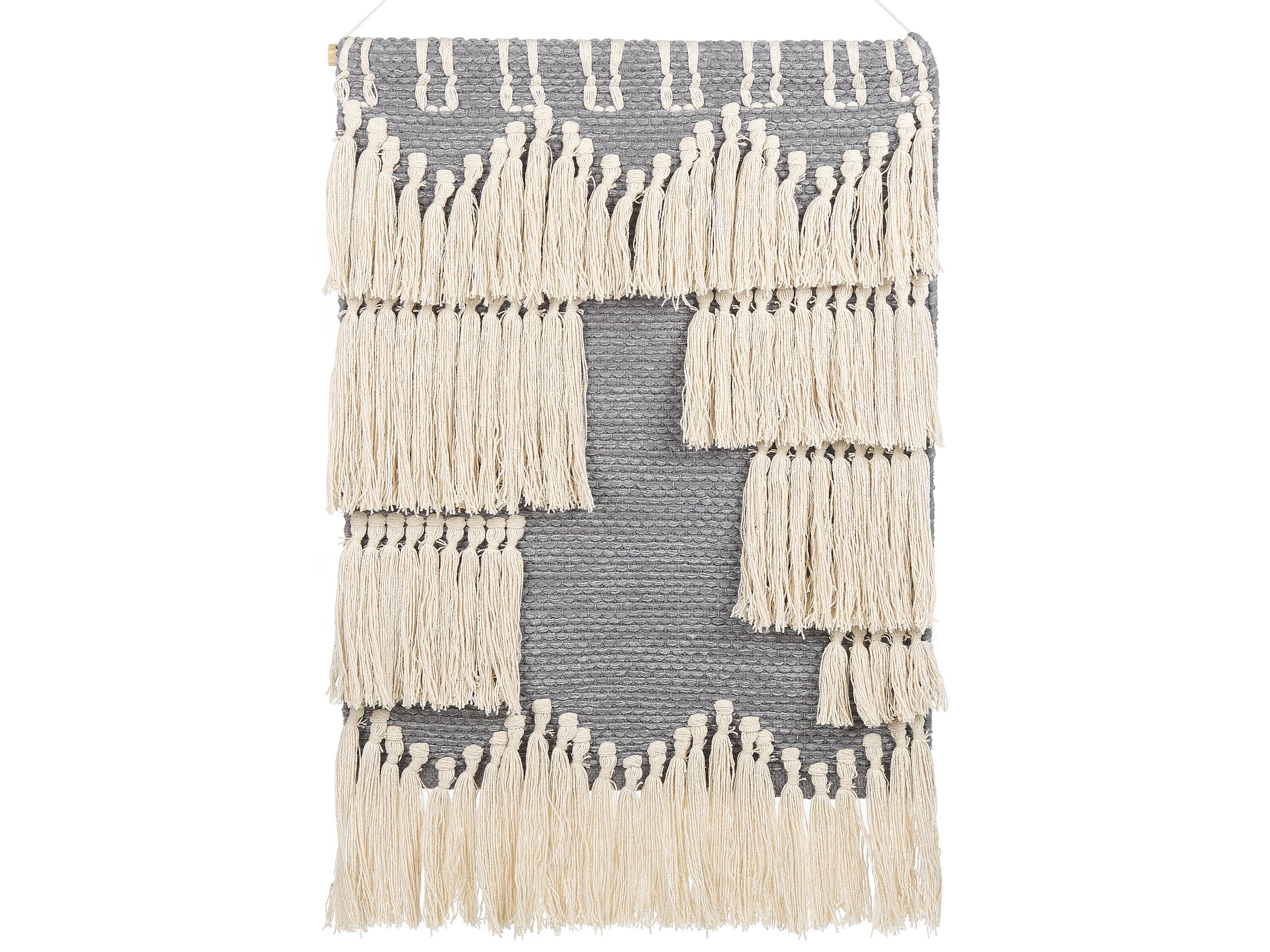 Cotton MacramÃ Wall Hanging Beige and Grey MAHRI
