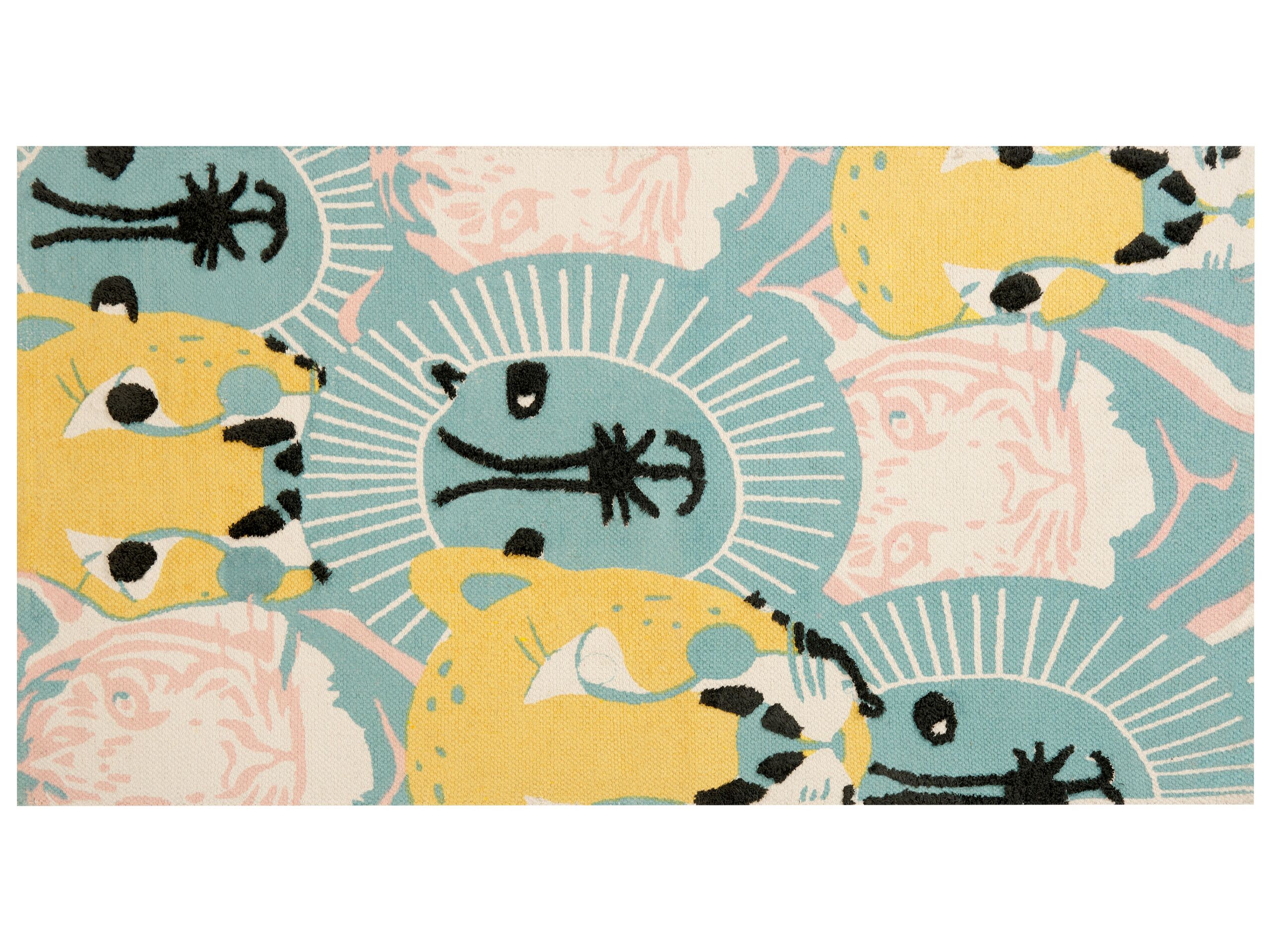 Cotton Kids Rug Animal Print 80x150cm Multicolour