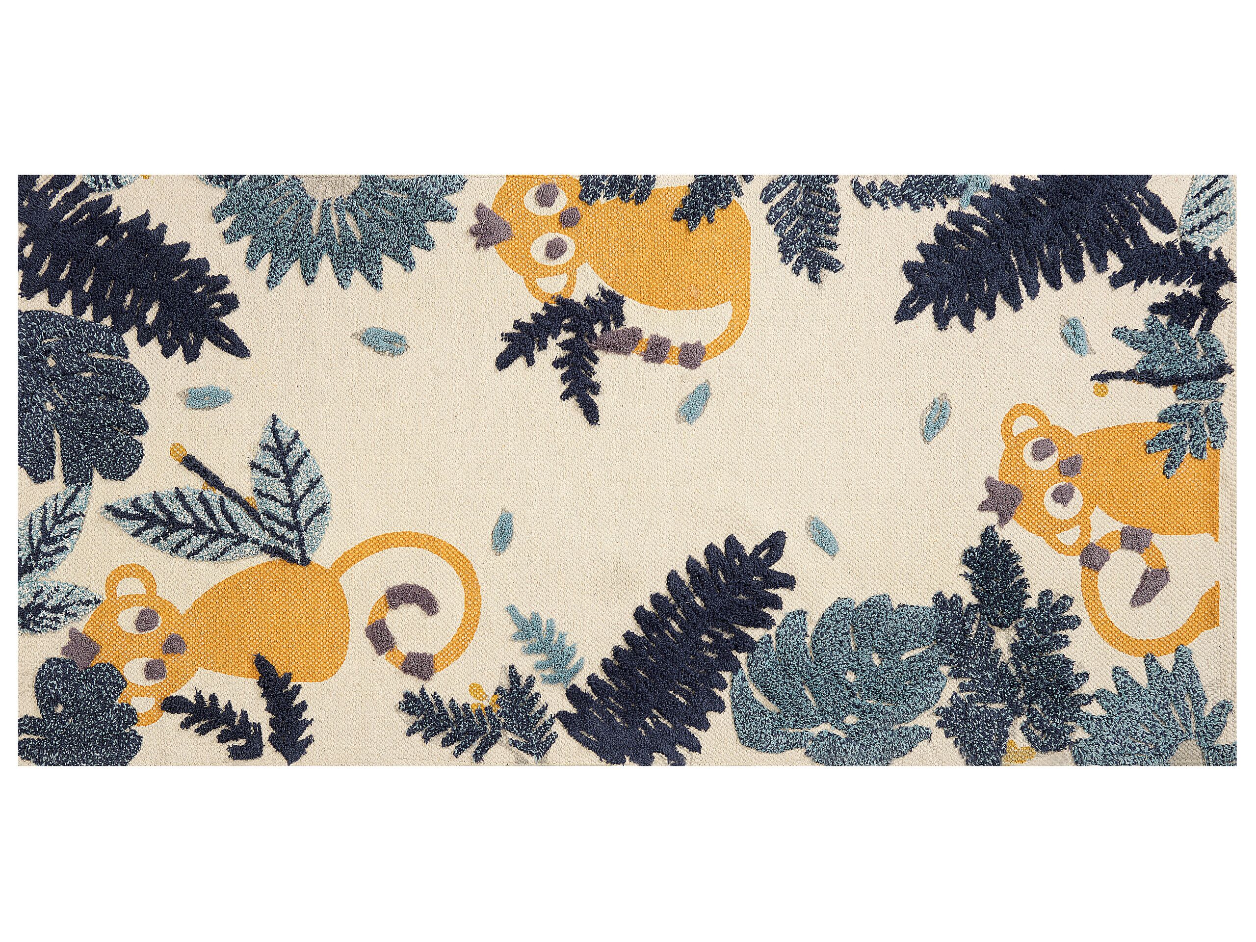 Cotton Kids Rug Animal Print 80x150cm Multicolour