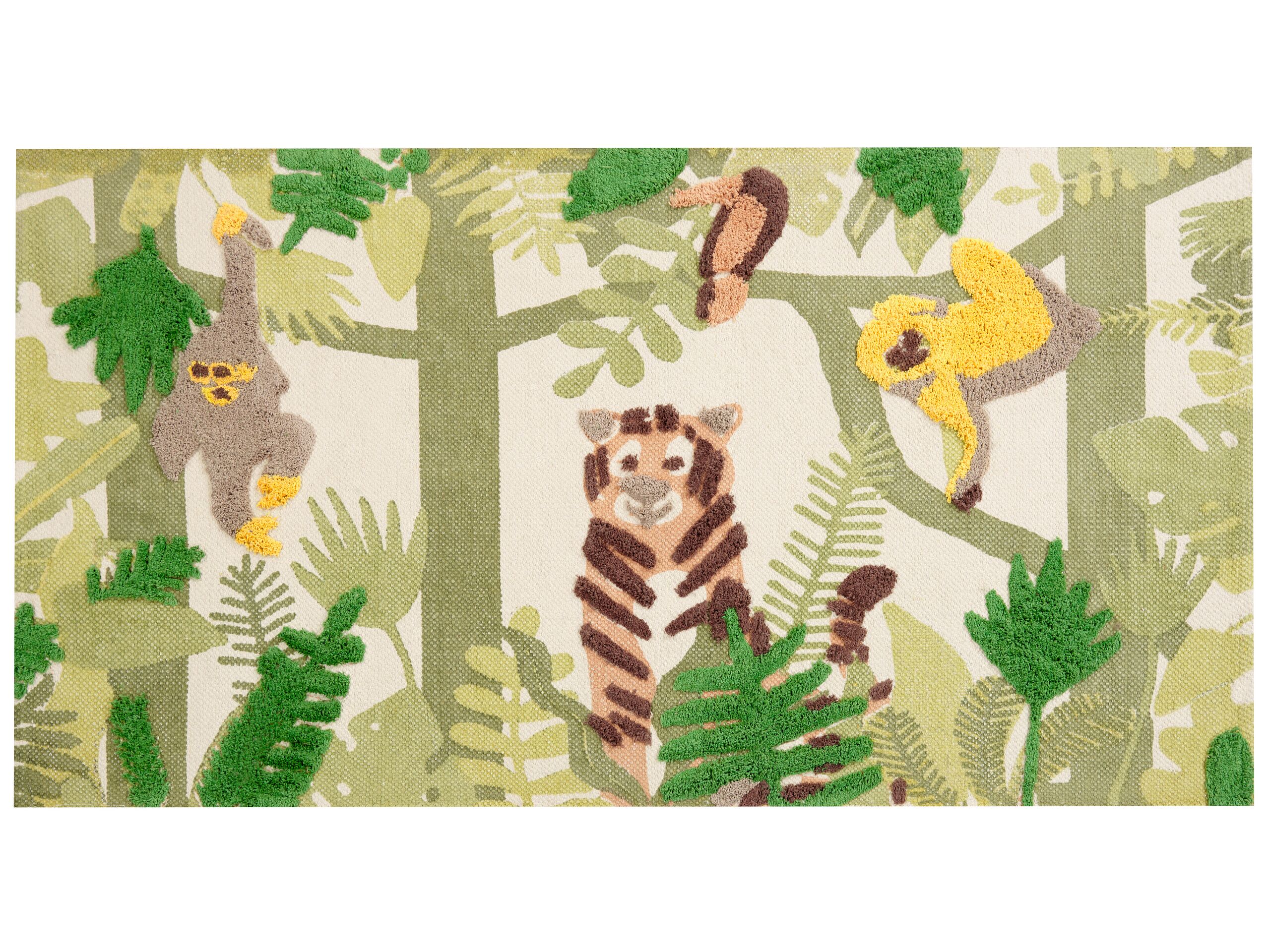 Cotton Kids Rug Jungle Print 80x150cm Multicolour