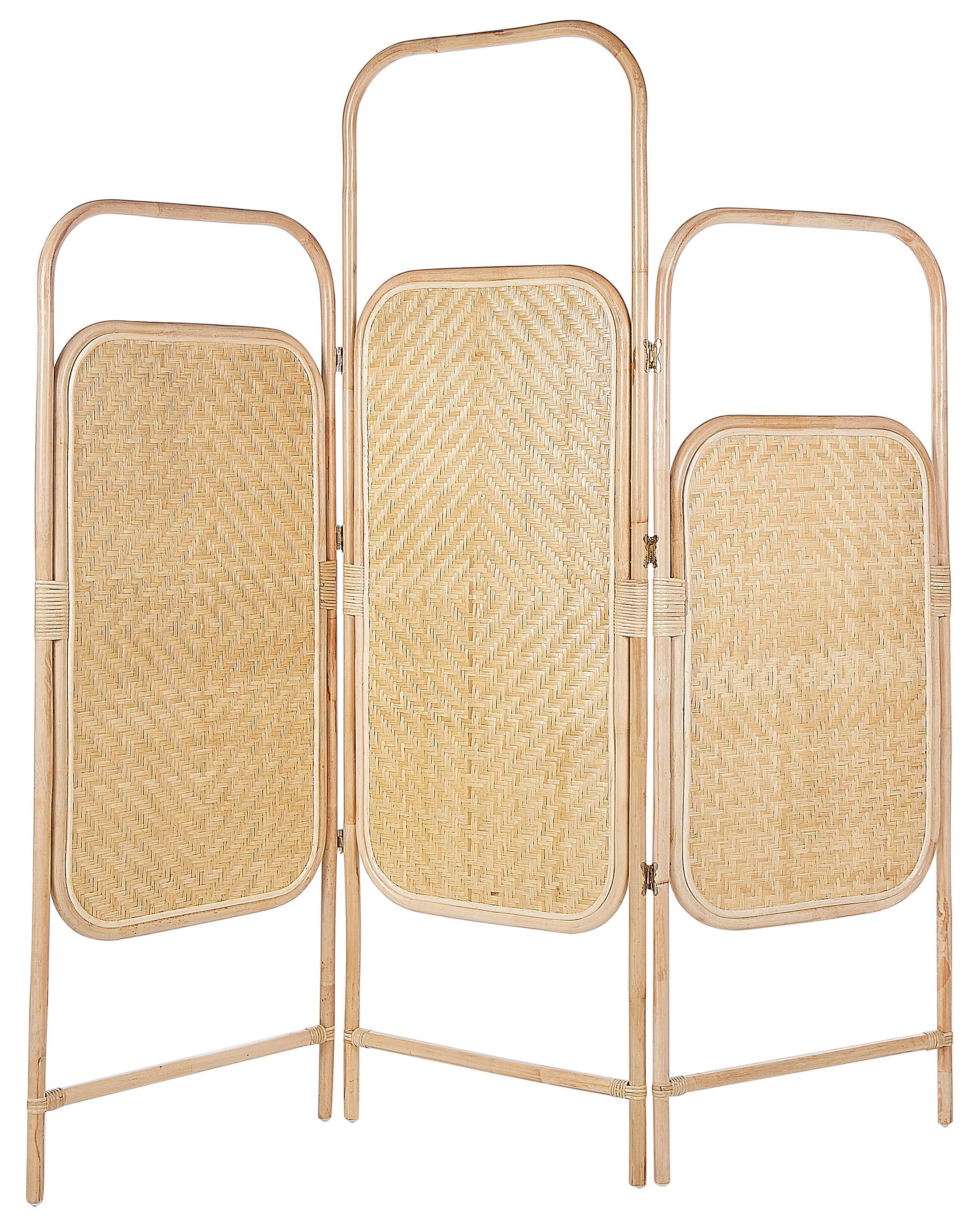 Folding Rattan 3 Panel Room Divider 166 x 180 cm Natural CARPI