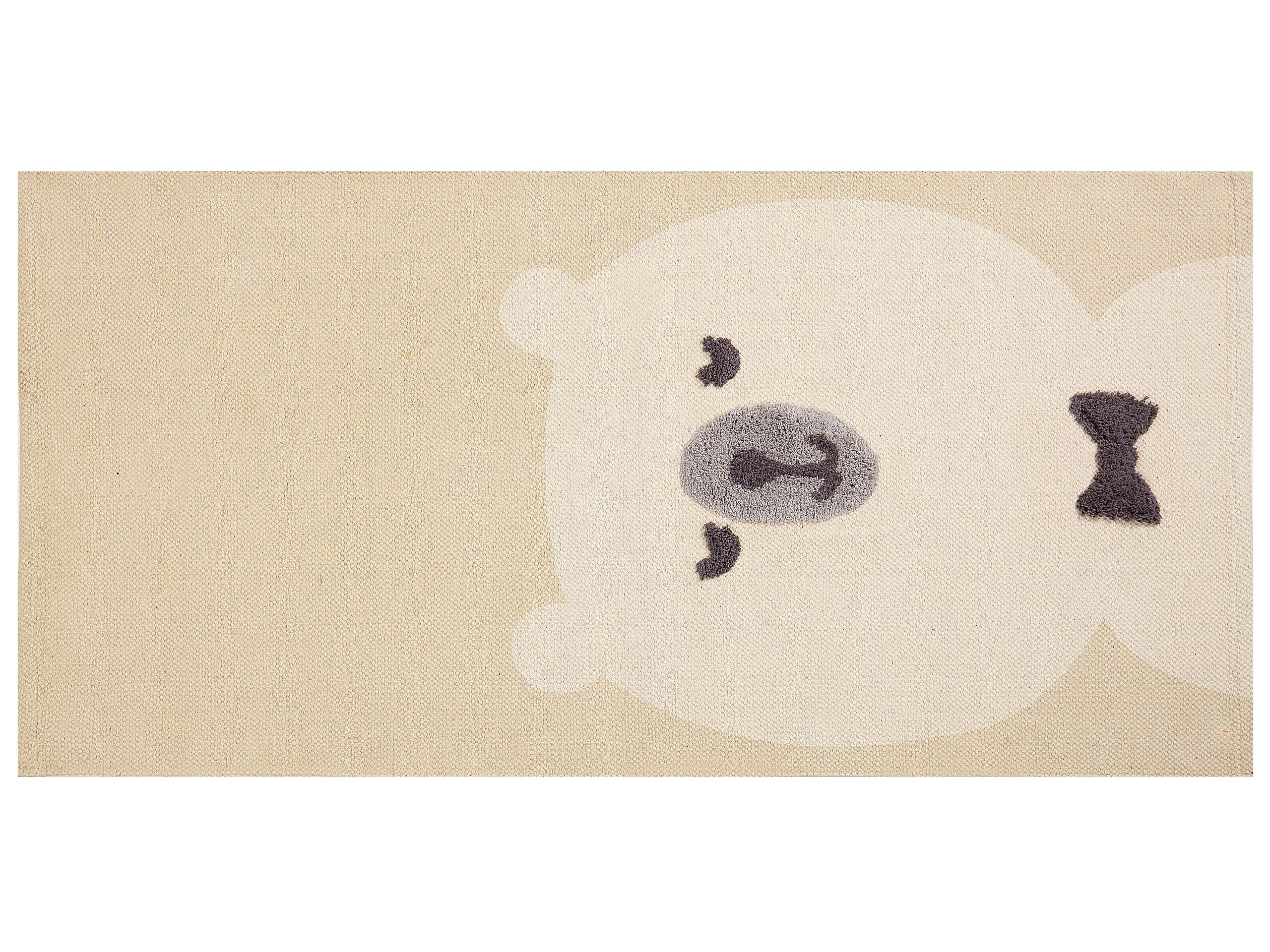 Cotton Kids Rug Bear Print 80x150cm Beige