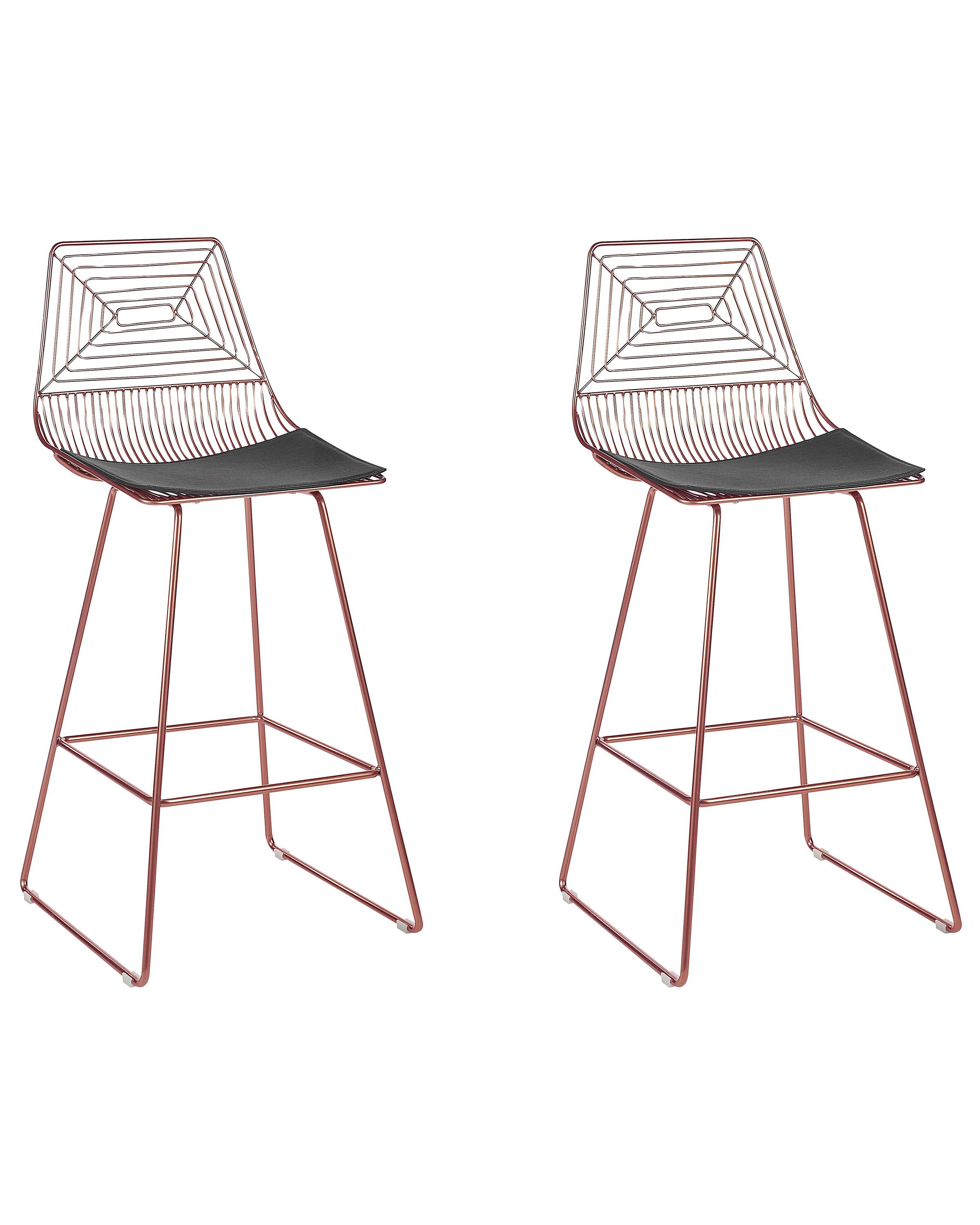 Set of 2 Metal Bar Chairs Rose Gold BISBEE