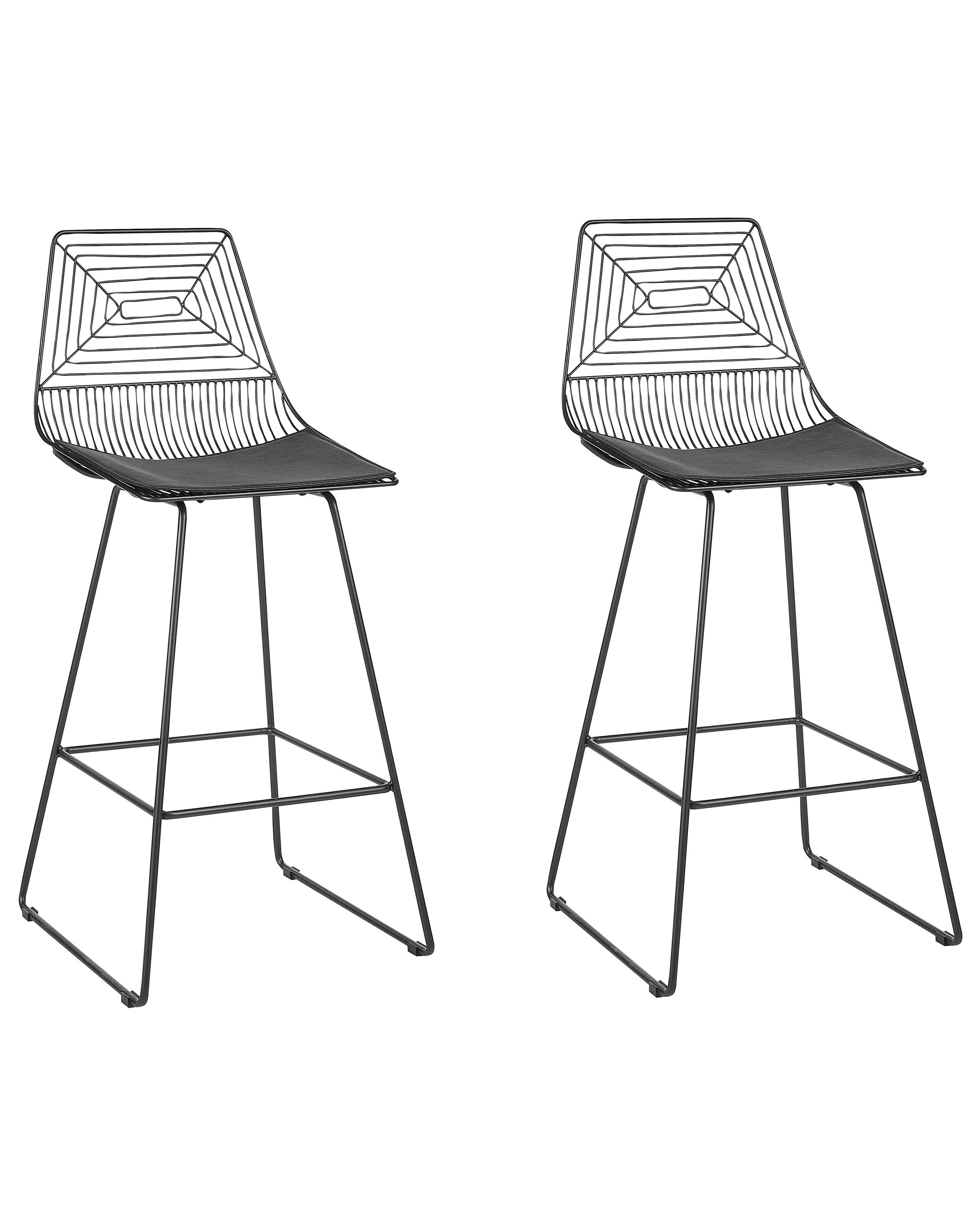 Set of 2 Metal Bar Chairs Black BISBEE