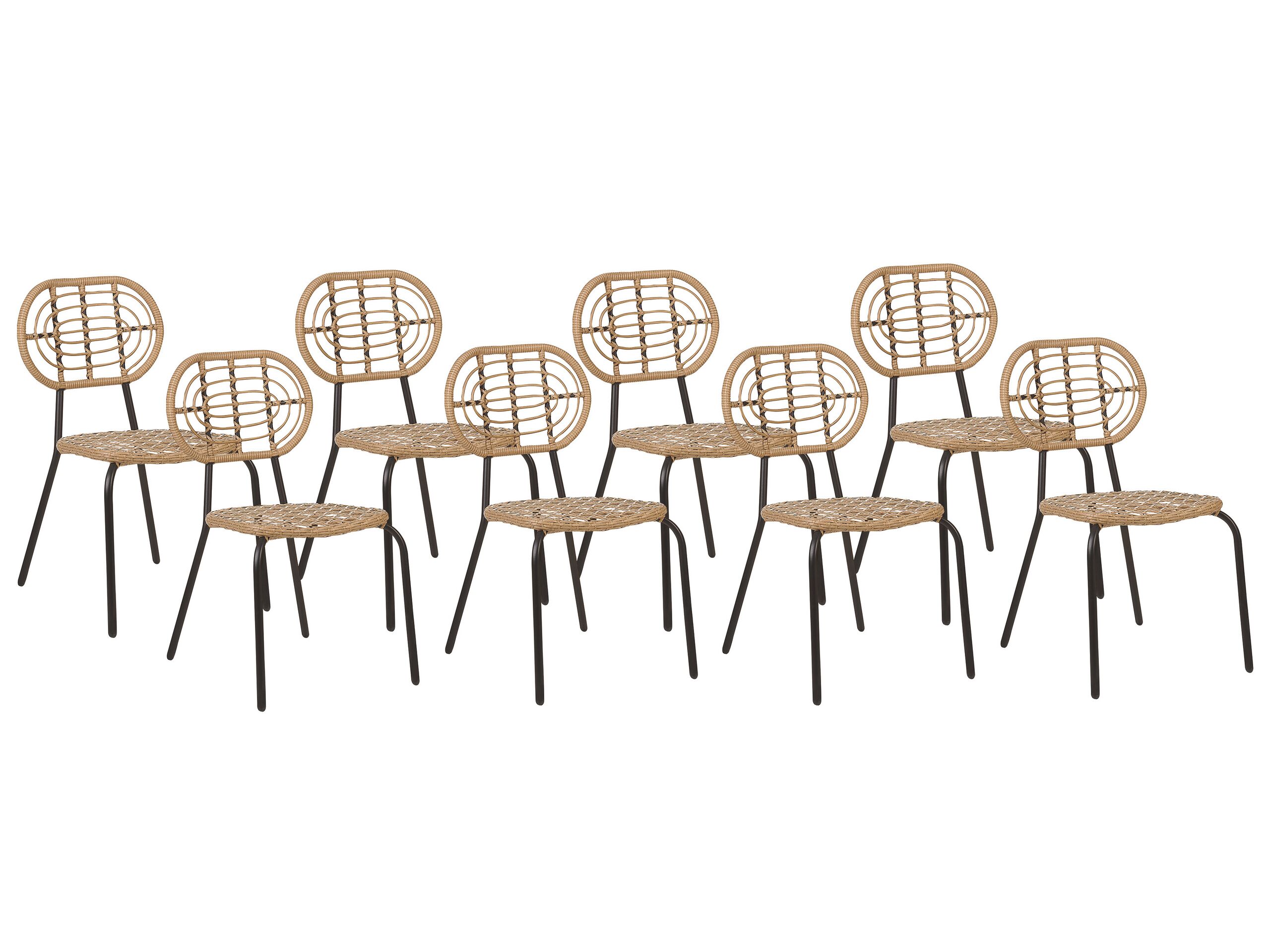 Set of 8 PE Rattan Chairs Natural PRATELLO