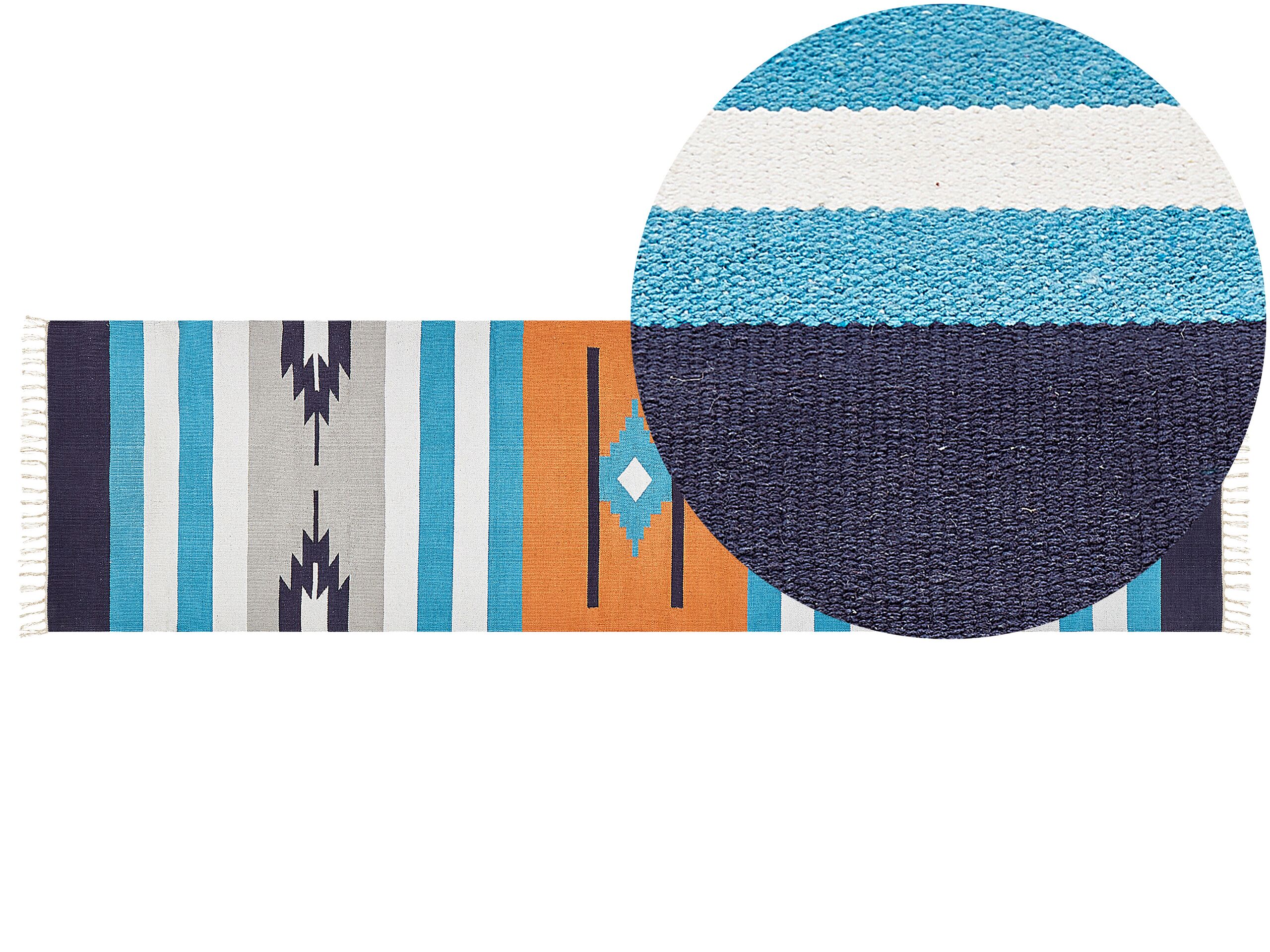 Cotton Kilim Runner Rug 80x300cm Multicolour