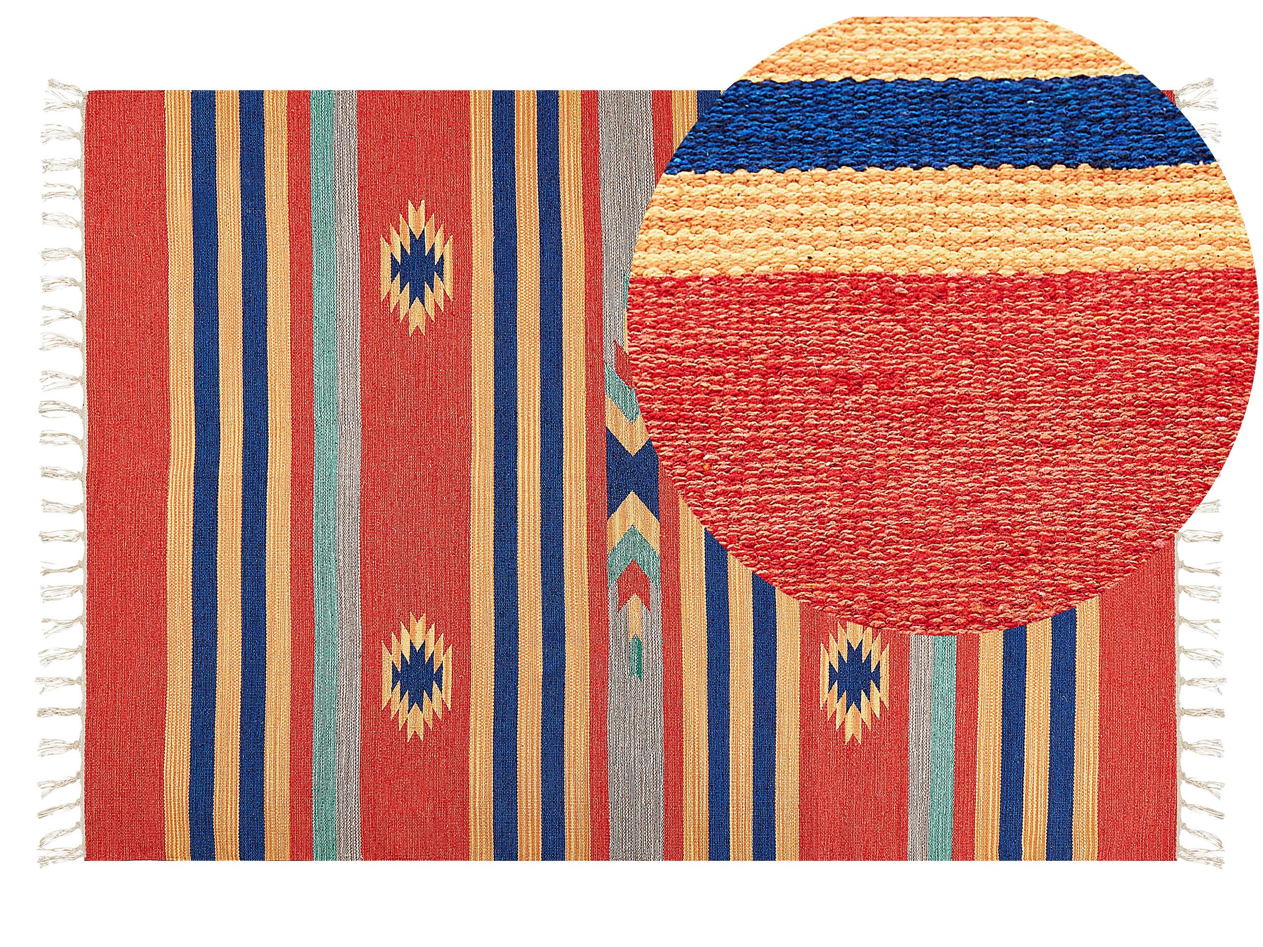 Cotton Kilim Area Rug 140x200cm Multicolour