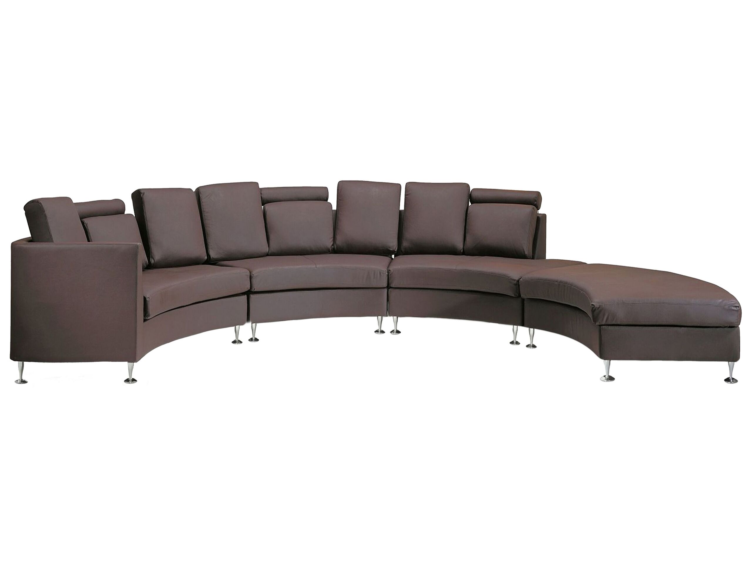 7 Seater Curved Leather Modular Sofa Brown ROTUNDE