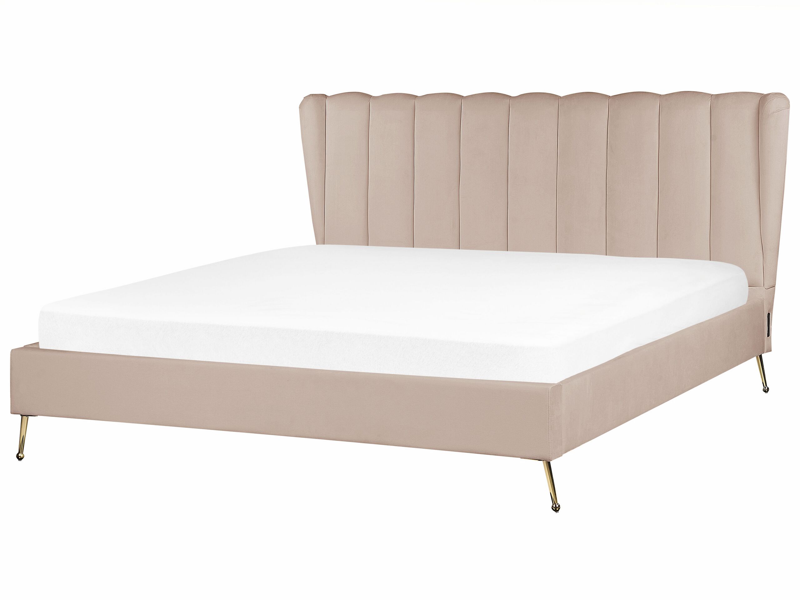 Velvet EU Super King Size Bed with USB Port Taupe MIRIBEL