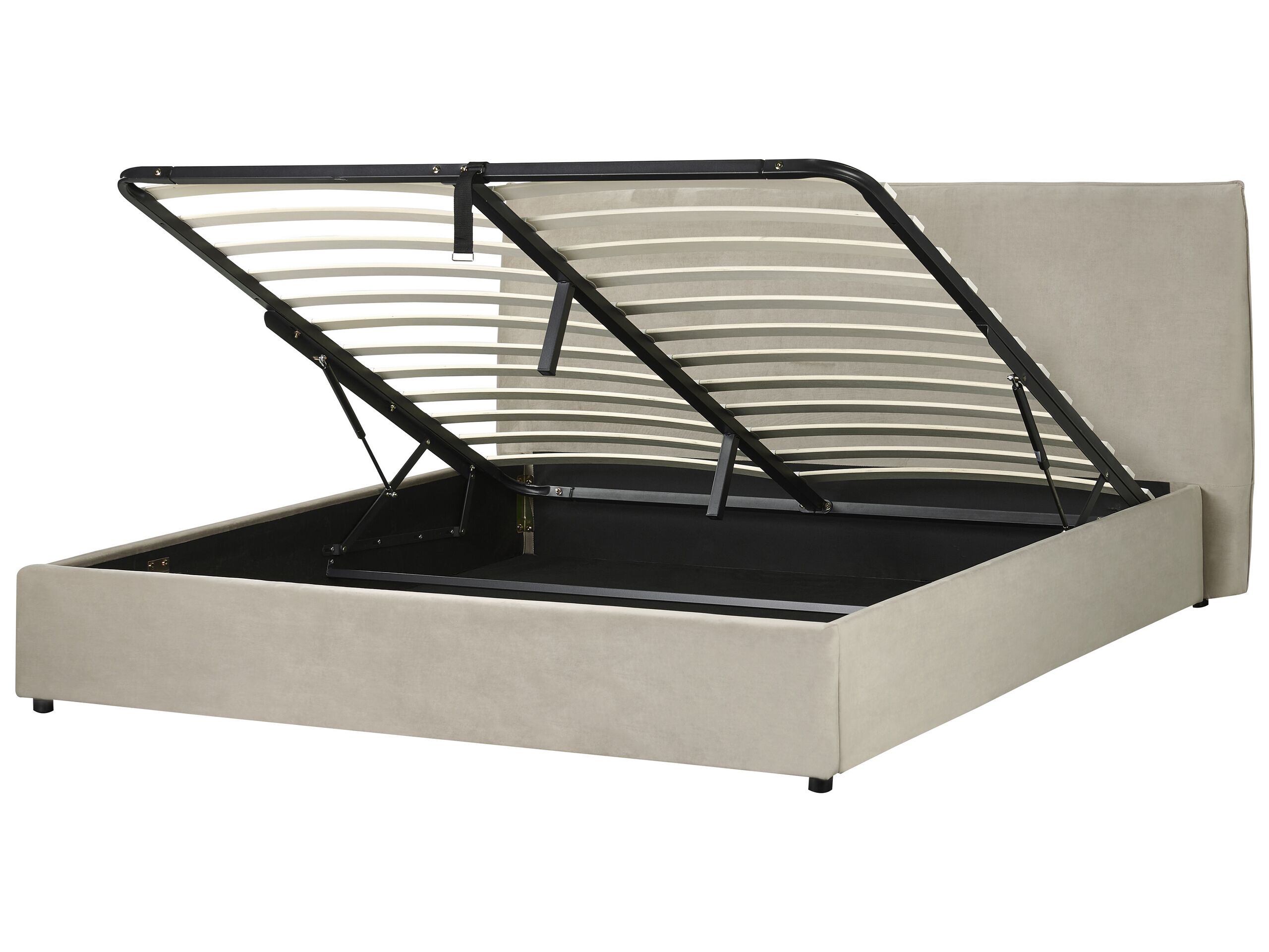 Velvet EU Super King Size Ottoman Bed Taupe LAVAUR