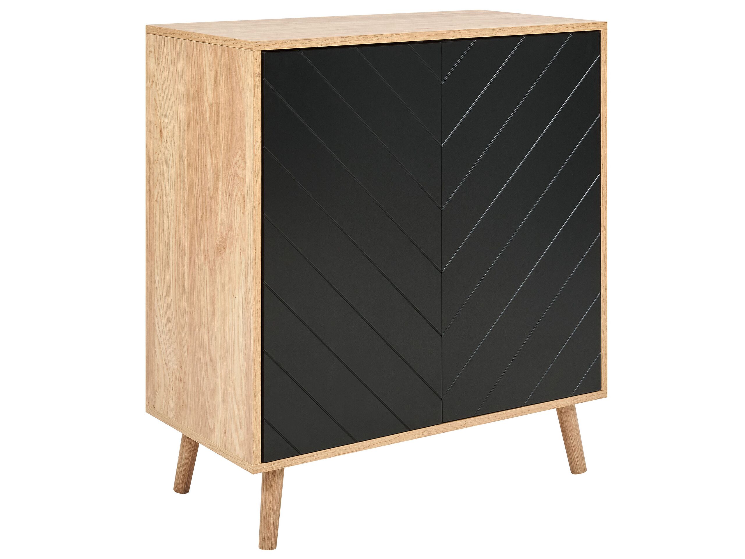 2 Door Sideboard Light Wood and Black BRISTOW